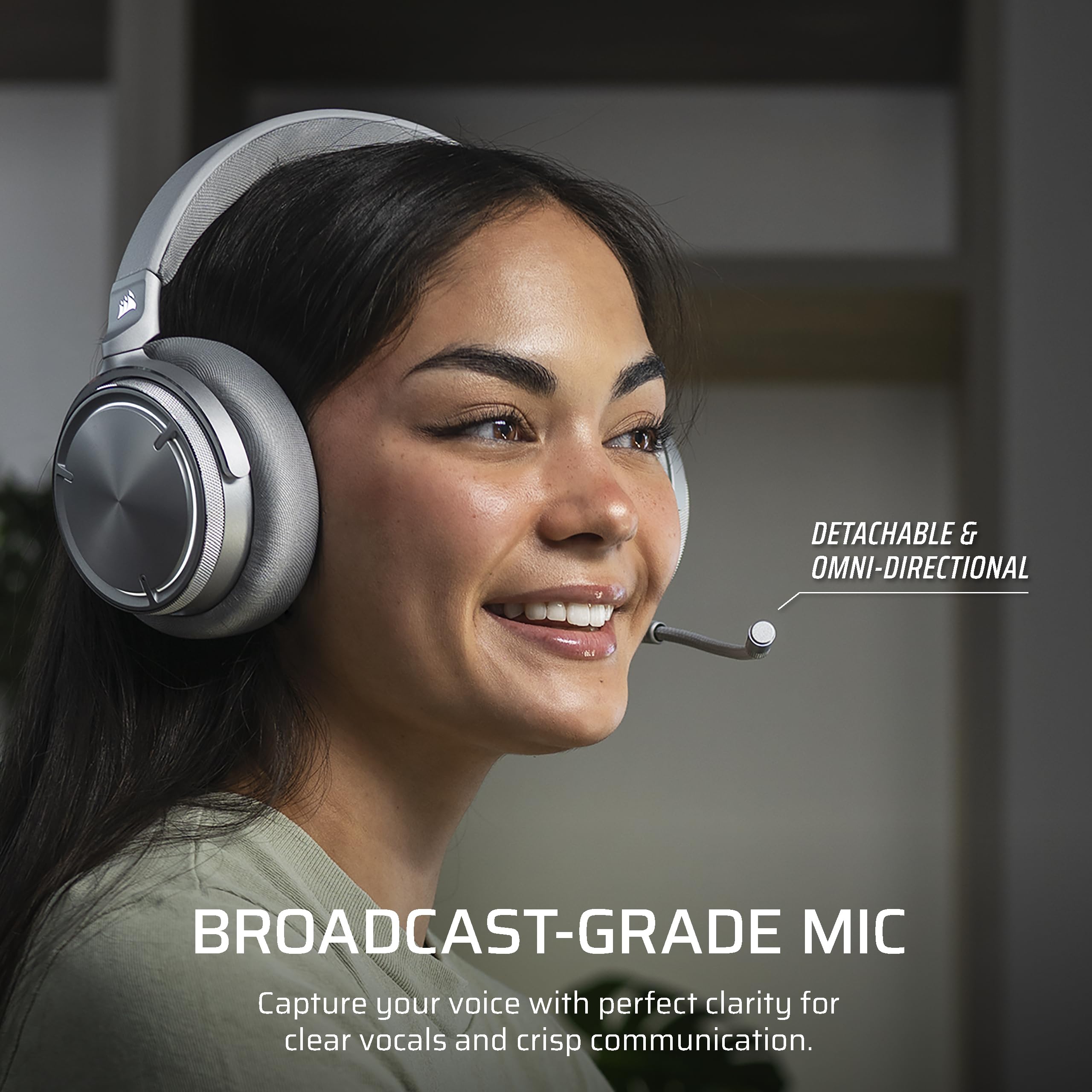 Corsair Virtuoso MAX Wireless Gaming Headset with Dolby Atmos & ANC - 50mm Graphene Drivers, 2.4GHz/Bluetooth Dual Connectivity - Compatible with PC, Mac, PS5, PS4 (Silver) - Perfect for Competitive Gaming, Streaming & Home Entertainment