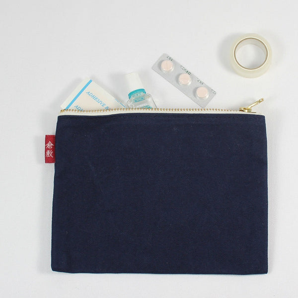 Kurashiki Hampu Canvas Flat Pouch - Small Size Ecru | Japanese Minimalist Wallet for Cash & Cards | Perfect for Travel, Everyday Use & Gift Giving