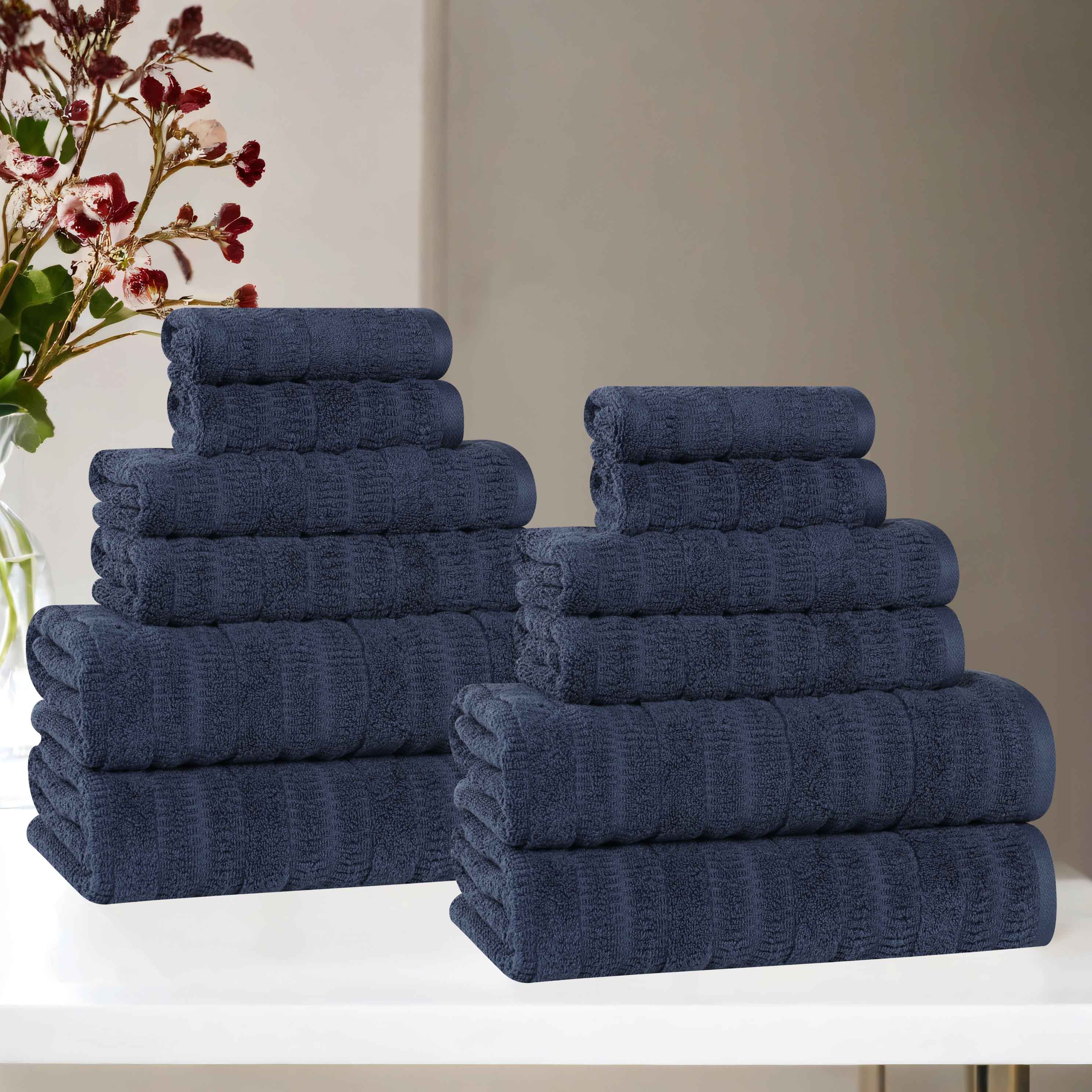 Premium Mika Smart Twist Cotton 12-Piece Towel Set - Ultra Soft, Absorbent & Durable Bath Towels for Spa, Gym, and Luxury Home Use