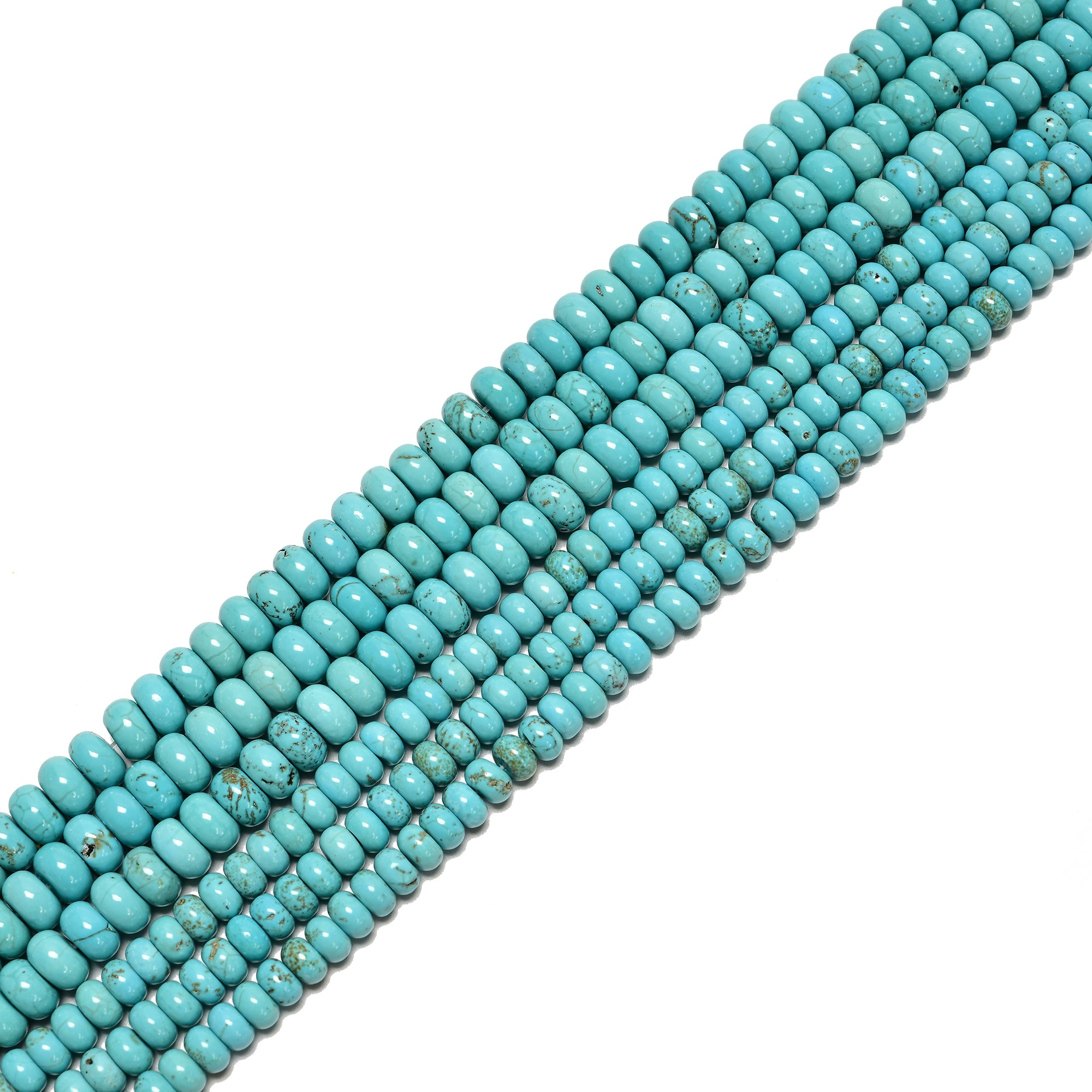 Blue Turquoise Smooth Rondelle Beads 3x4mm 4x6mm 5x8mm 15.5 Inch Strand for Jewelry Making, DIY Crafts & Bracelet Designs