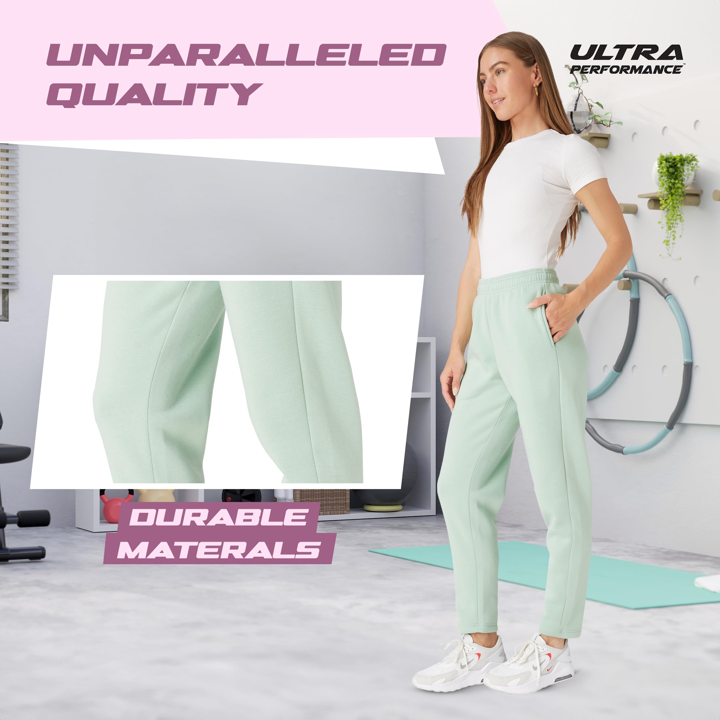 Ultra Performance Women's Sweatpants - 3 Pack Open Bottom Lounge Pants for Women (Plus Size) | Comfortable Workout, Yoga & Casual Wear