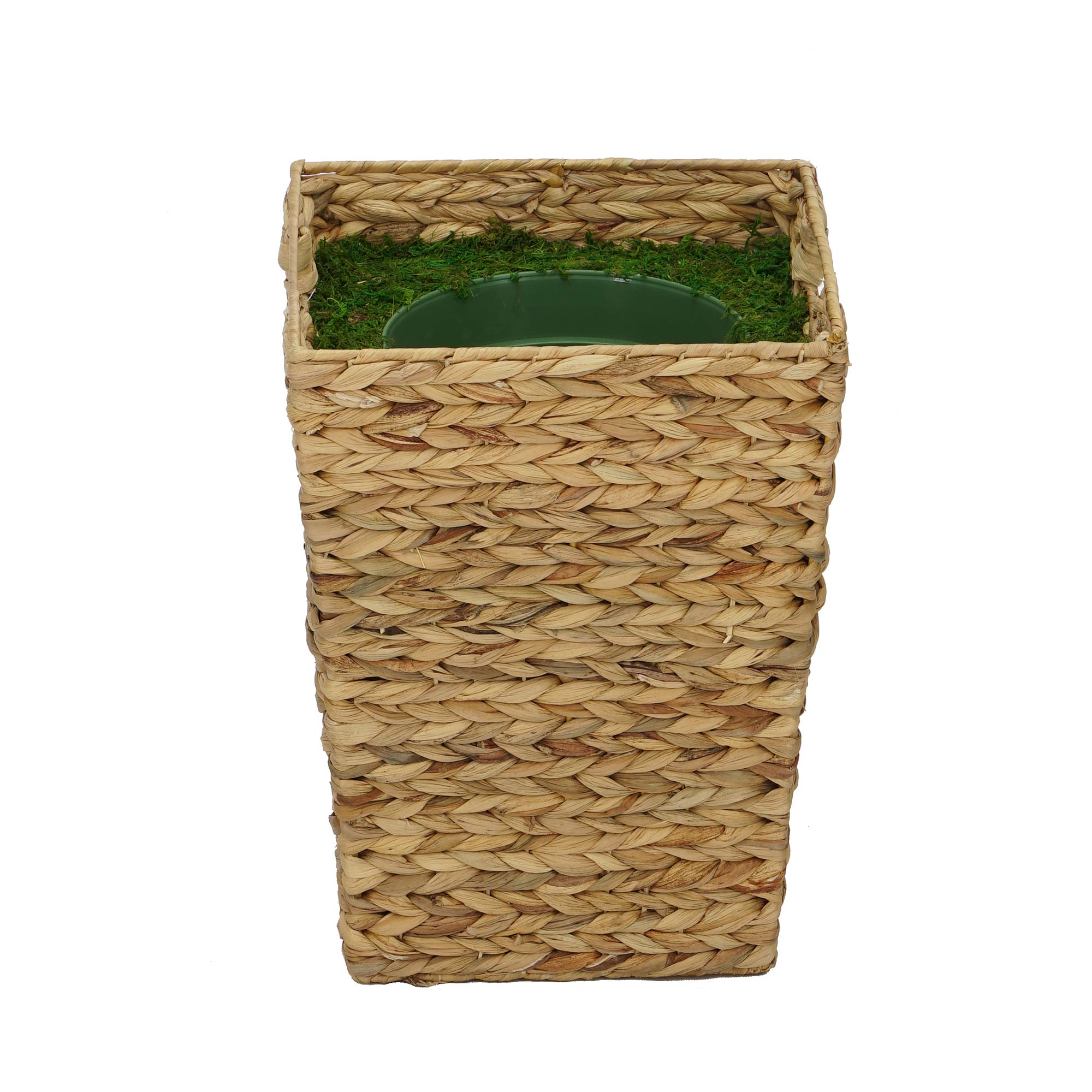Large Natural Tapered Water Hyacinth Basket Planter - House of Silk Flowers Pot-in-a-Pot for Home Decor, Indoor Plants & Boho Style Rooms | Perfect for Living Room, Bedroom or Office Decorations