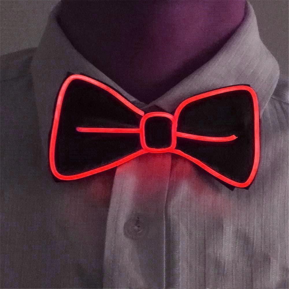 LED Light Up Bow Tie - Glowing Adjustable EL Wire Bowtie for Men & Women - Perfect for Parties, Raves, Concerts, and Cosplay