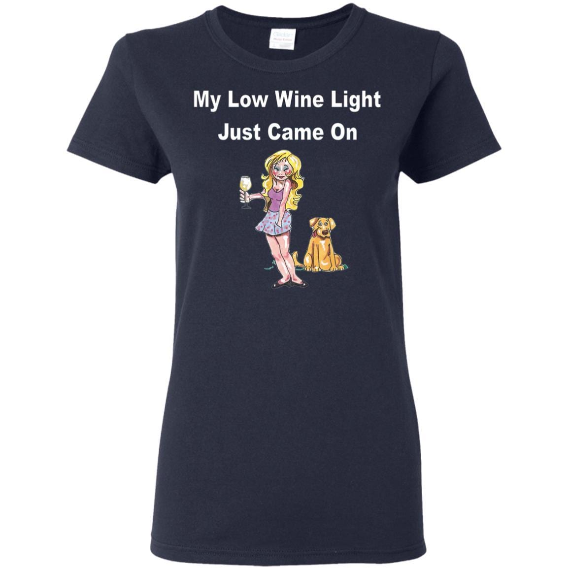 WineyBitches.co 'Low Wine Light Ladies' 5.3 oz. Comfortable Cotton T-Shirt for Women - Perfect for Casual Wear, Wine Tasting & Girls' Night Out
