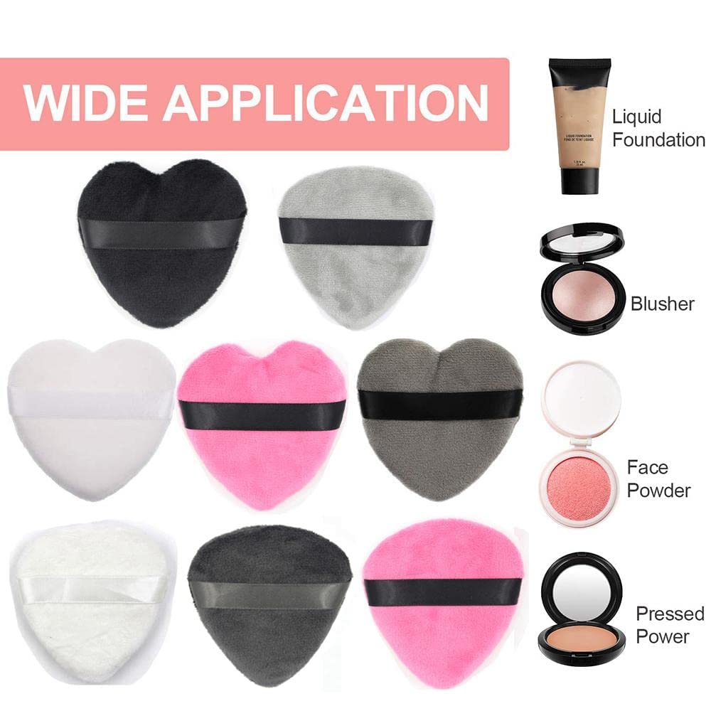COSLUXE Large Velour Makeup Puffs - Soft Cotton Powder Puff for Face & Body, Tear Drop & Heart Shape Beauty Blender Sponge (Peach Heart, 1-Pack) - Perfect for Liquid Foundation, Setting Powder & Blush Application