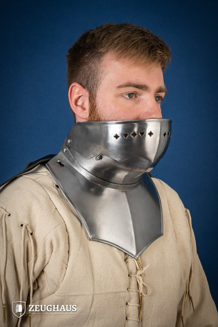 Medieval Gorget with Bevor - 1.6mm Polished Steel Neck Armor for LARP, Cosplay & Renaissance Fairs | Perfect for Historical Reenactments & Costume Events