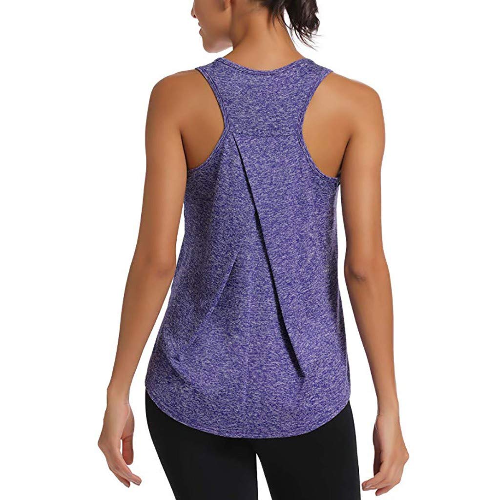 Women's Loose Fit Backless Workout Tank Tops - Breathable Solid Muscle Exercise Shirts for Gym, Yoga & Running
