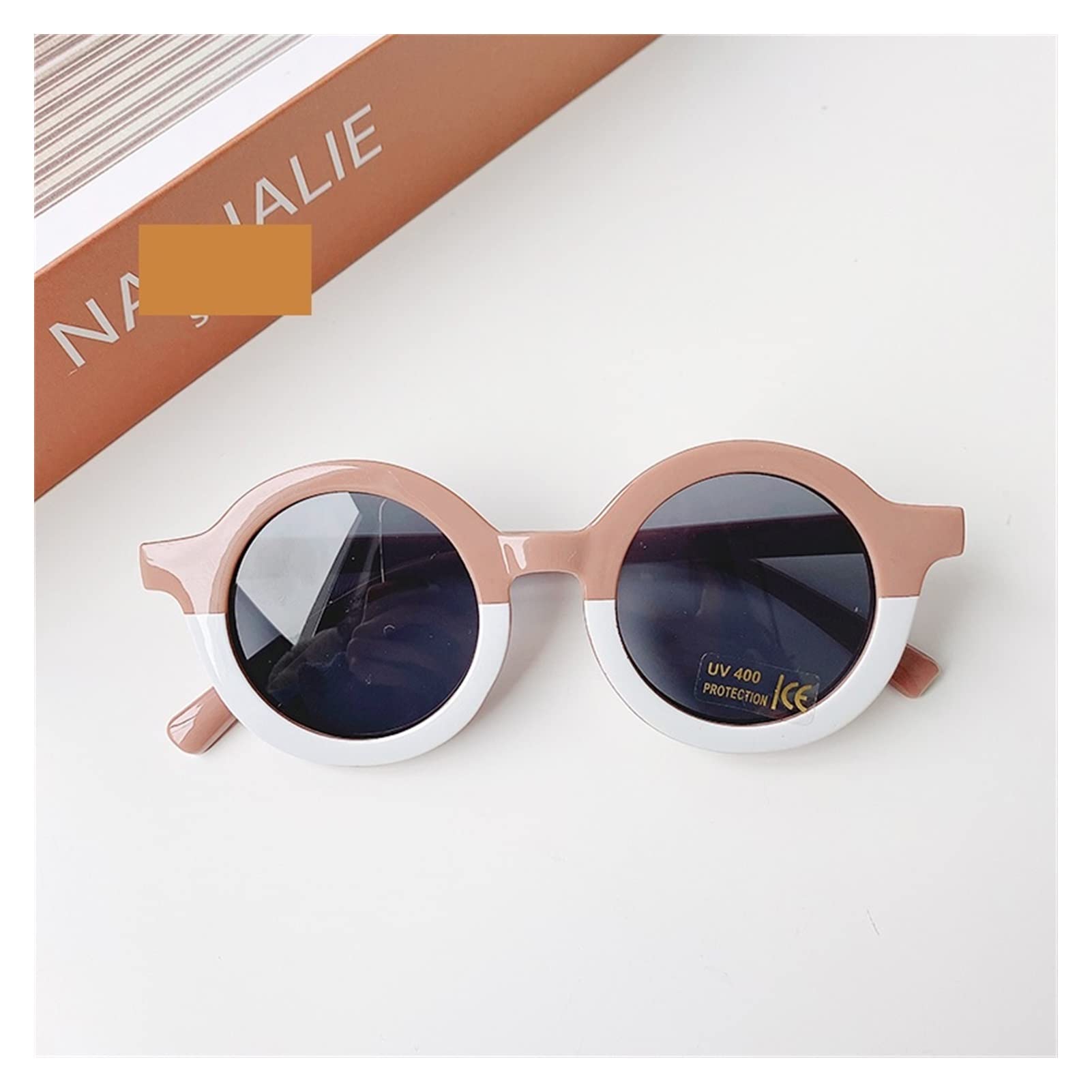 Stylish Saturey Kids Sunglasses - Cute Cartoon Bear Shaped Round Sunglasses for Girls & Boys, UV Protection, Vintage Leopard Print Dual Color (Pink-White Lenses) - Perfect for Beach, Outdoor Play & Summer Fashion