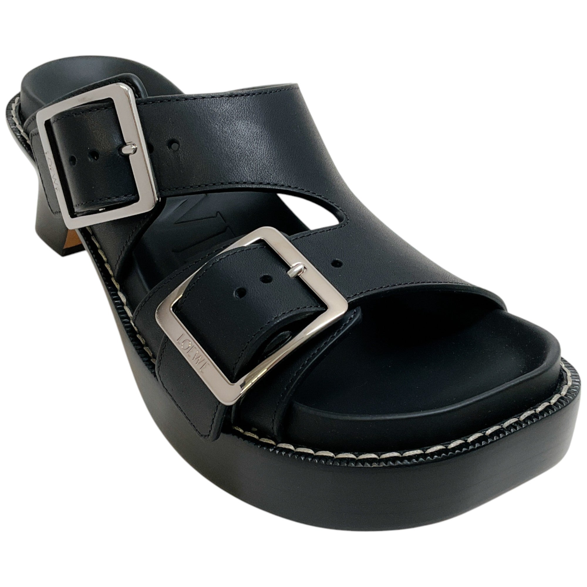 Loewe Black Leather Ease Heel Slide Sandals for Women - Comfortable Slip-On Summer Shoes | Perfect for Beach, Vacation & Casual Outings