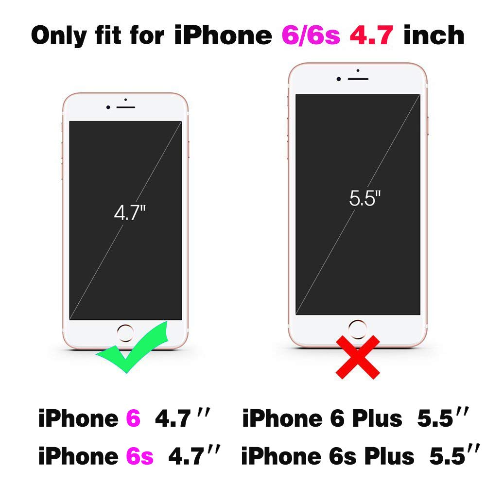 ASUWISH iPhone 6/6s Case with Card Holder & Kickstand - Rose Gold Flip Cover with Tempered Glass Screen Protector | Perfect for Work, Travel & Everyday Use