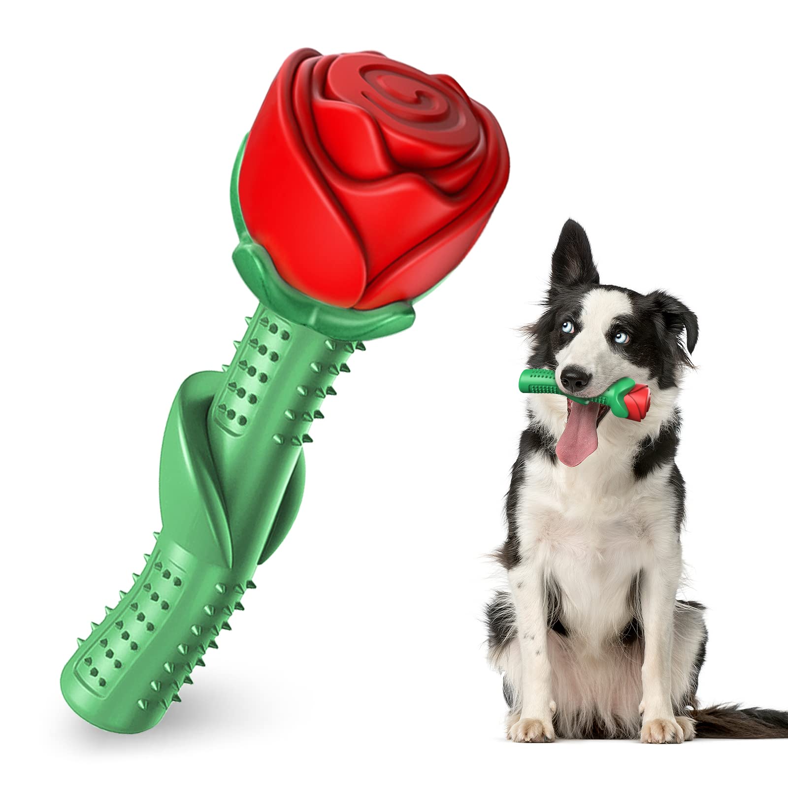 Durable UCHO Dog Chew Toys for Aggressive Chewers - Interactive Rose-Shaped Chew Toy for Small & Medium Dogs - Training Aid & Dental Cleaning Toy for Puppies & Adult Dogs - Perfect for Indoor Play, Outdoor Fetch & Teeth Cleaning Sessions