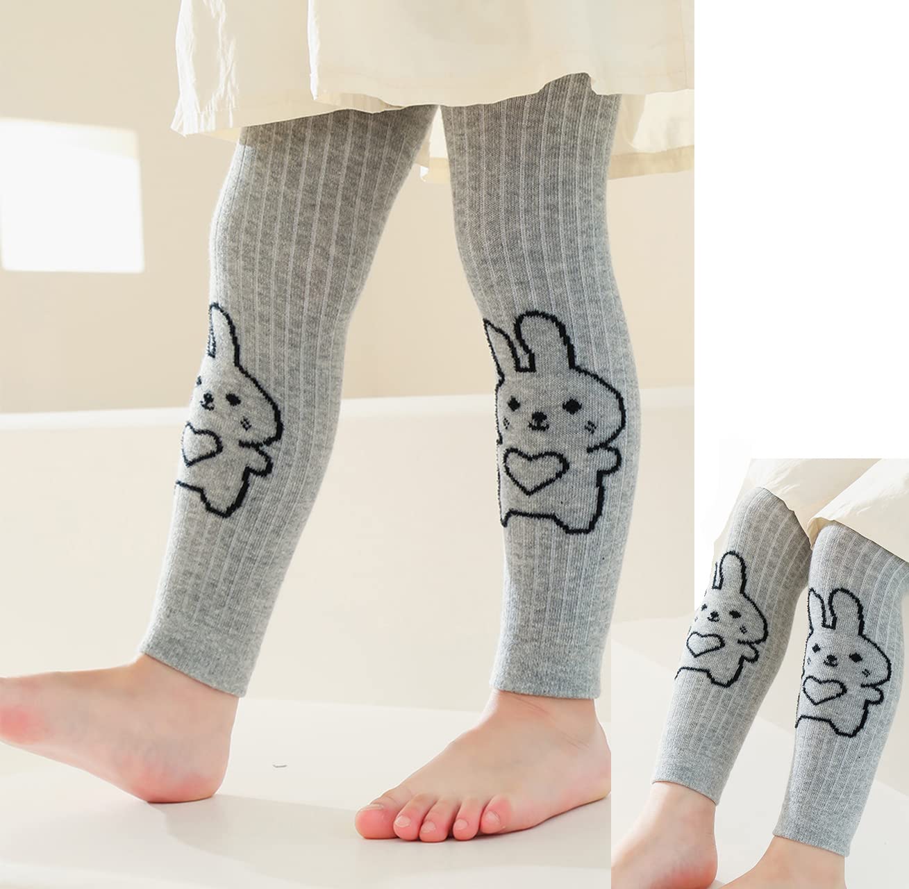 Sywwlov 5 Pack Baby Girls Leggings - Cute Cartoon Footless Tights for Toddlers, Soft Cable Knit Cotton Stockings - Perfect for Playtime, Daycare & Family Outfits