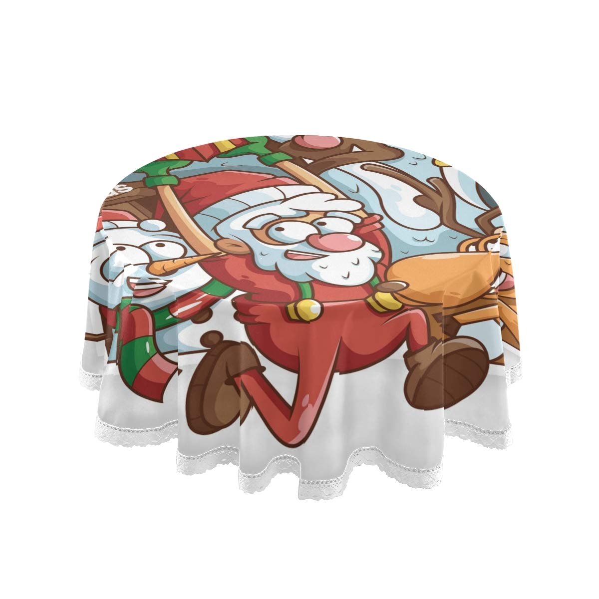 60 Inch Round Tablecloth - Santa Claus Christmas Circular Table Cover for Holiday Dining, Buffet & Party Decor | Waterproof & Washable Fabric