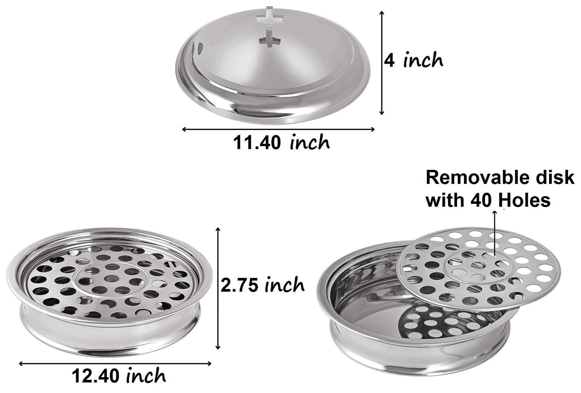 5-Piece Stainless Steel Communion Tray Set with Lid - Mirror Finish Church Supplies for Holy Wine Serving | Perfect for Catholic, Lutheran & Episcopal Communion Services