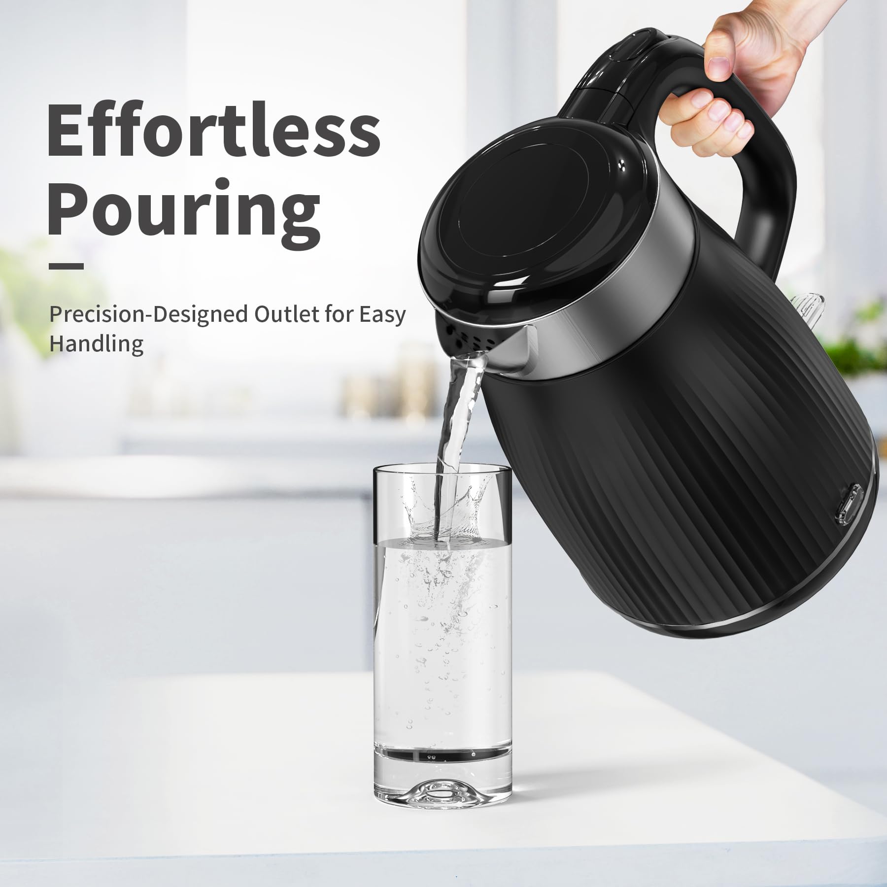 OMISOON 1.8L Electric Kettle Stainless Steel - 1500W Fast Boiling, Auto Shut Off & Boil Dry Protection, Keep Warm Function - Perfect for Home, Office, Dorm & Travel Use - Black