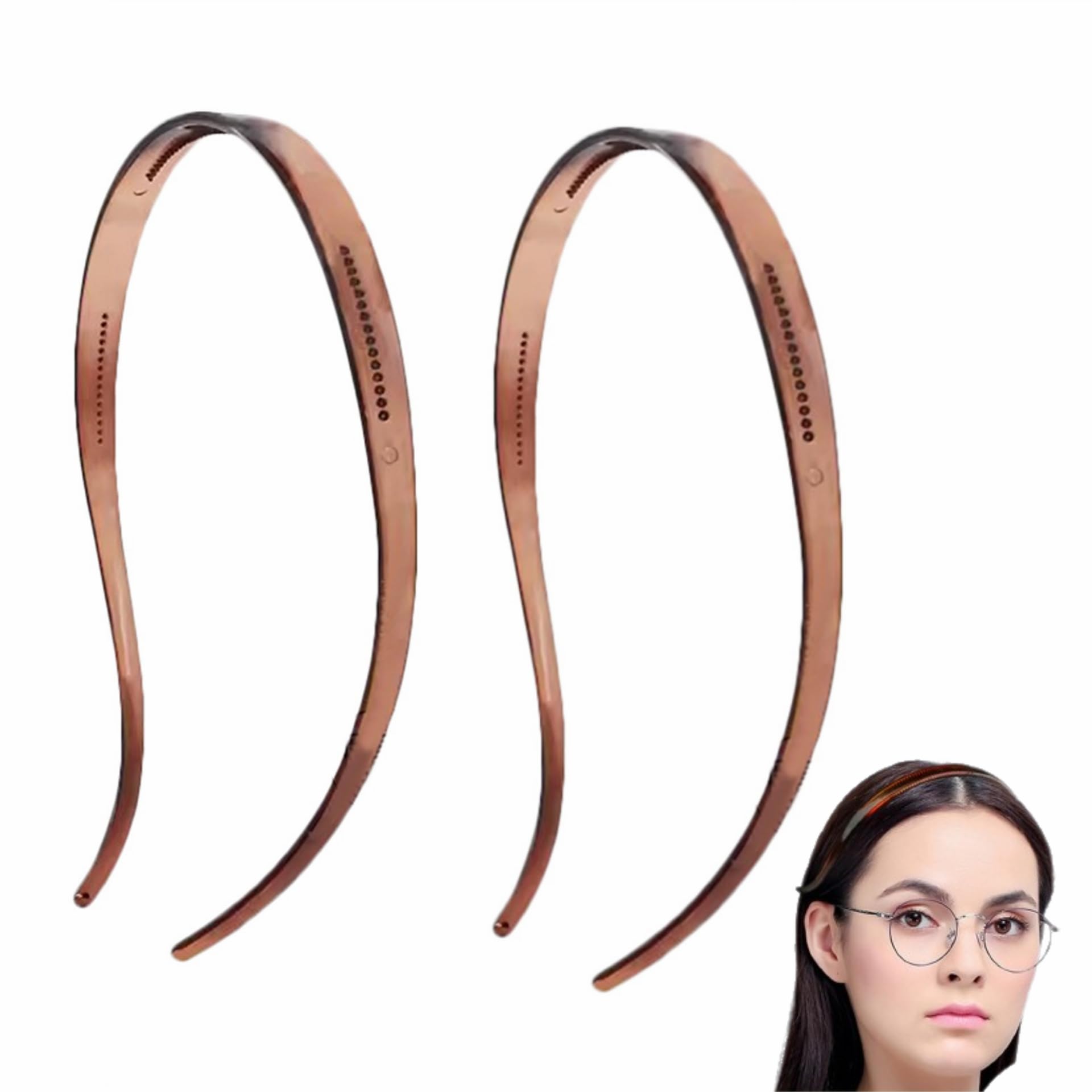 Lifemaison 2-Pack Plastic Headbands for Eyewear & Sunglasses - Non-Slip Teeth Design, Black Hair Hoop for Women & Men | Perfect for Sports, Driving & Everyday Use