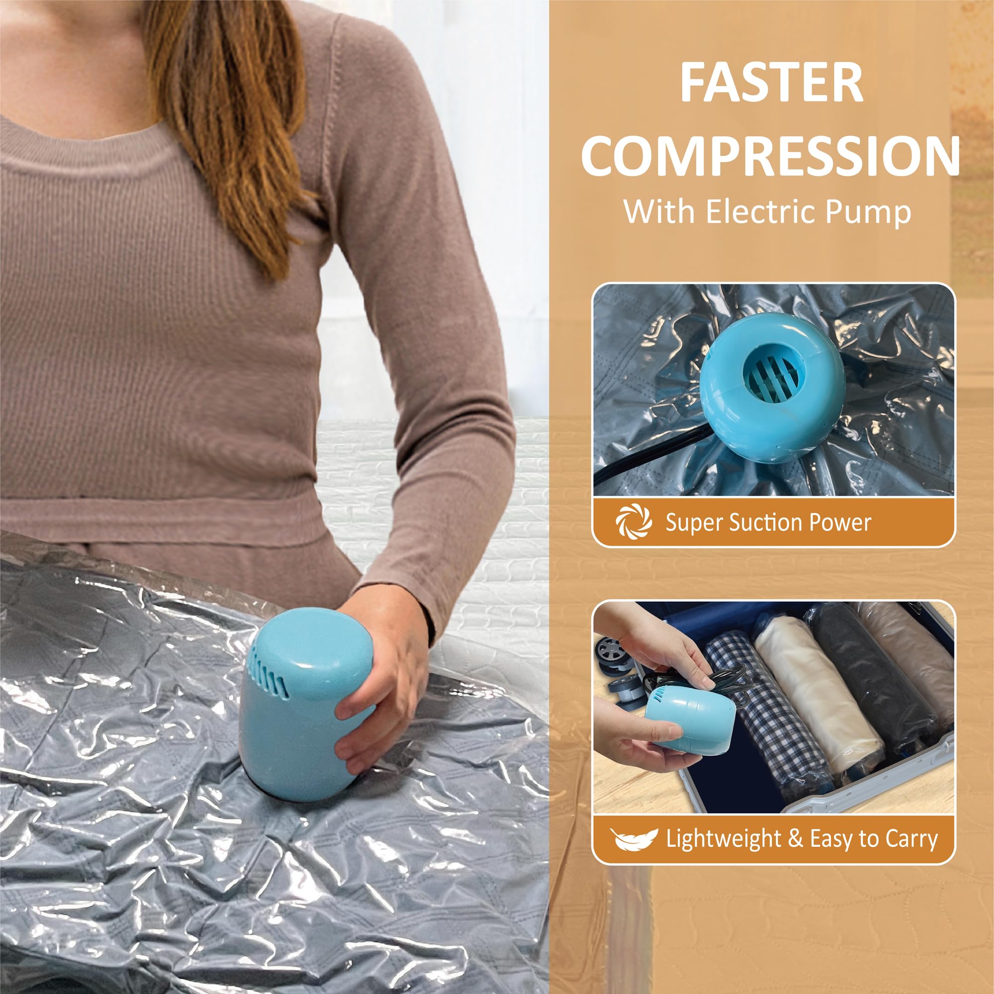Electric Vacuum Storage Bags 15-Piece Set (2 Jumbo/2 Large/6 Medium/5 Small) - Space Saving Vacuum Seal Bags with Pump for Clothes, Comforters, Blankets & Bedding | Perfect for Travel, Seasonal Storage & Home Organization