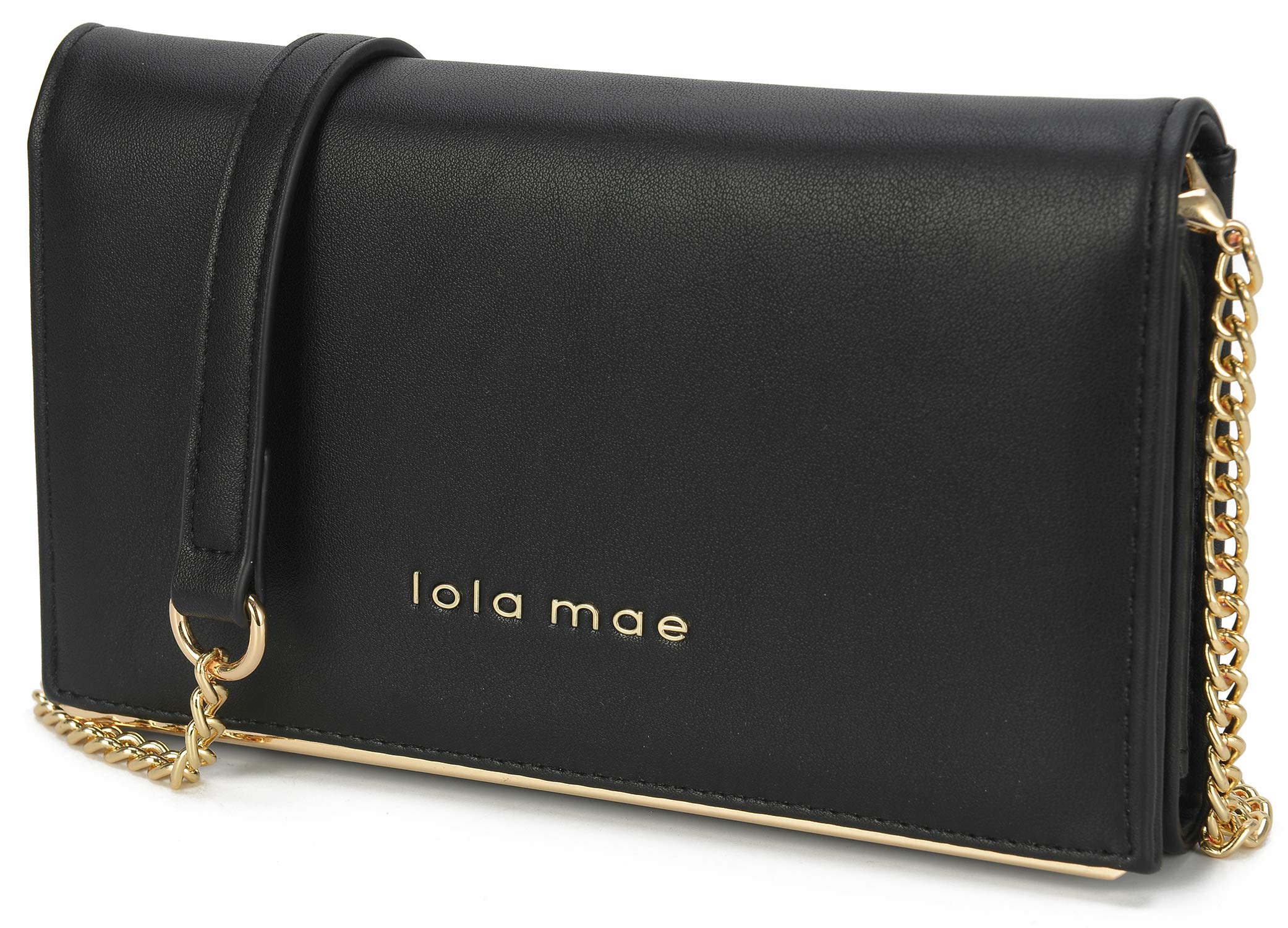 Lola Mae Women's Wallet Clutch with Phone Holder & Detachable Strap - Crossbody Purse Fold-Over Bag for Everyday Use (Black) | Perfect for Work, Travel, and Night Out Accessories