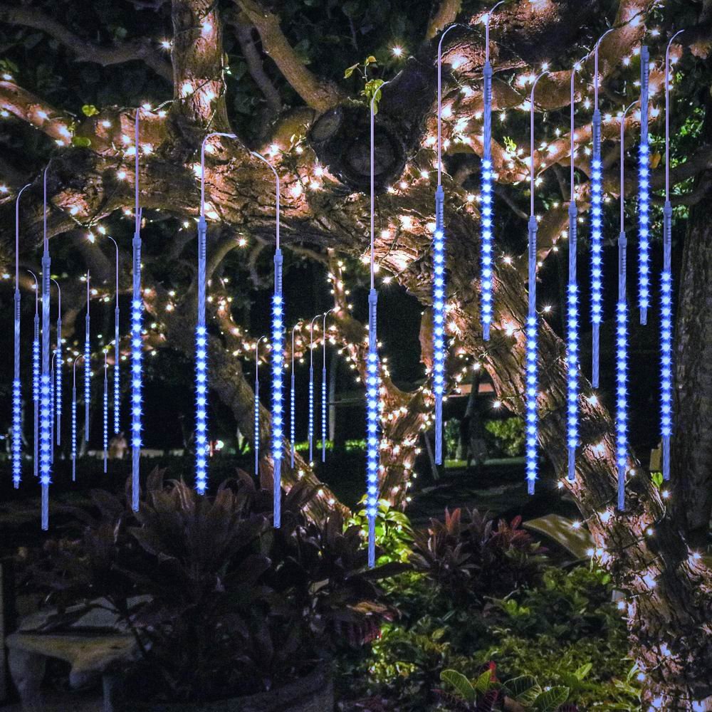 BlueFire Upgraded Meteor Shower Lights - 19.68 Inch 10 Tubes 540 LED Outdoor Christmas Icicle Lights, Waterproof Falling Rain Lights for Holiday Decorations (Blue) | Perfect for Tree, Porch, Yard, Patio, Roof & Party Decor
