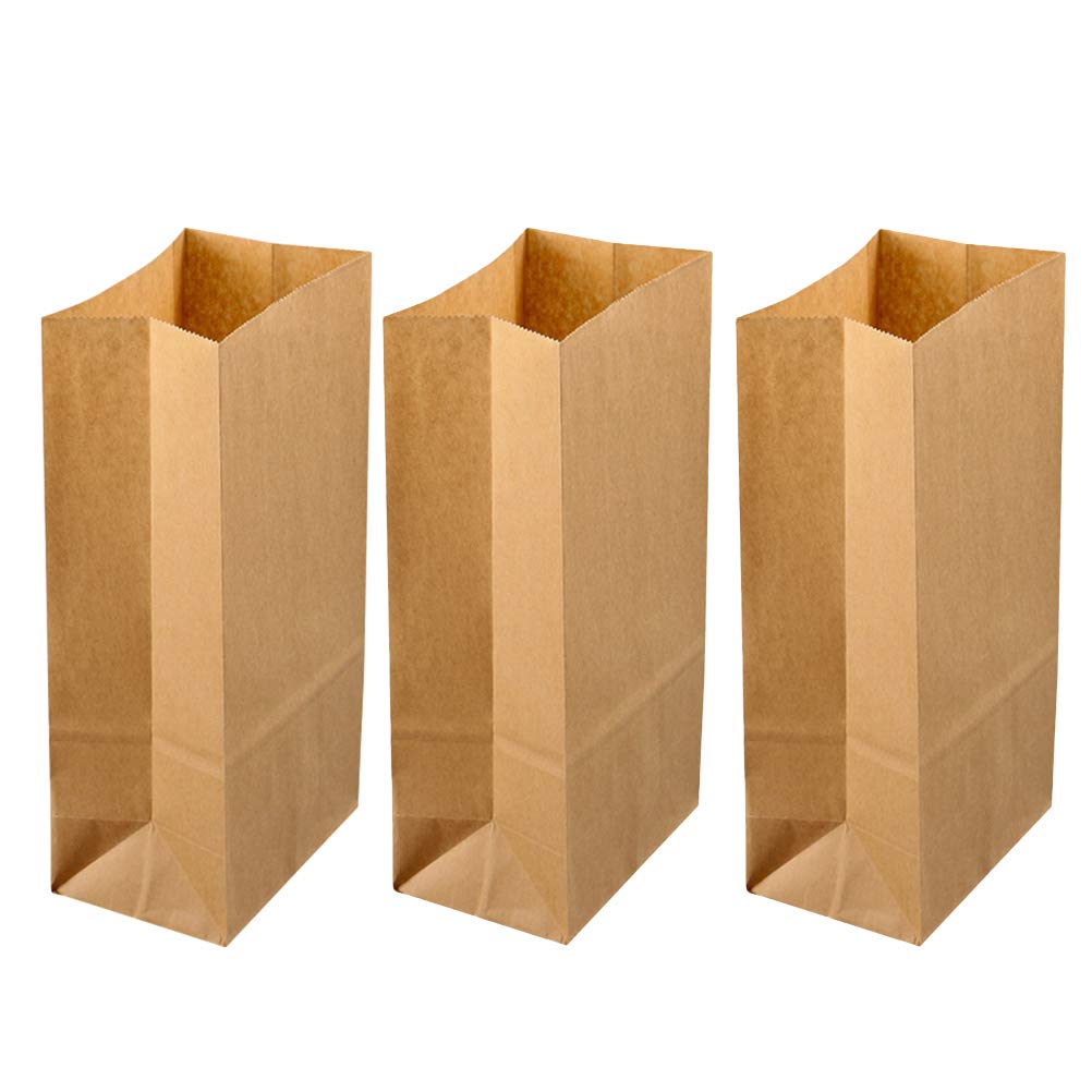 UPKOCH 100PCS Kraft Paper Bags - Square Bottom Food Bags for Breakfast, Candy, Baking, Desserts & Party | Eco-Friendly & Durable for Takeout, Picnics, Catering & Gift Packaging