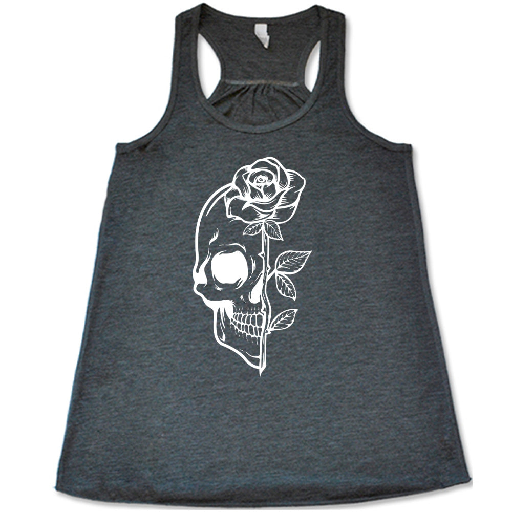 Skull Rose Print T-Shirt for Men & Women - Gothic Fashion, Casual Wear - Perfect for Halloween, Concerts, and Street Style
