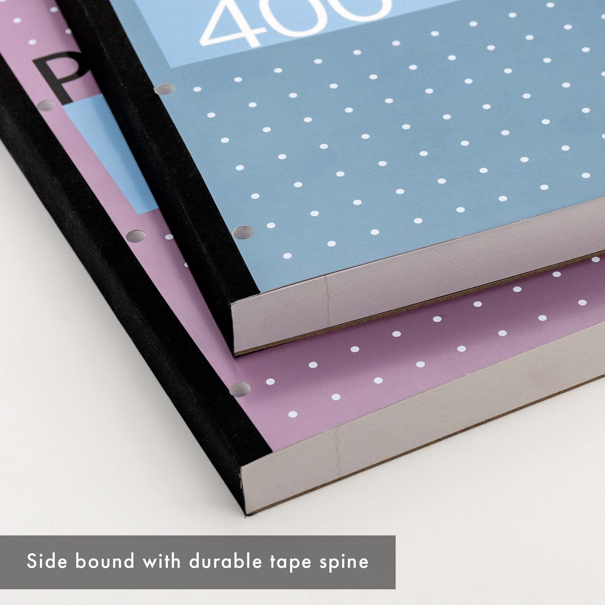 Pukka Pad A4 Refillable Notepad 5-Pack - 400 Pages 80GSM Paper with 4-Hole Punch & Feint Ruled Lines - 29.7x21cm (Blue,White,Pink,Silver) - Perfect for School, Office & Note Taking