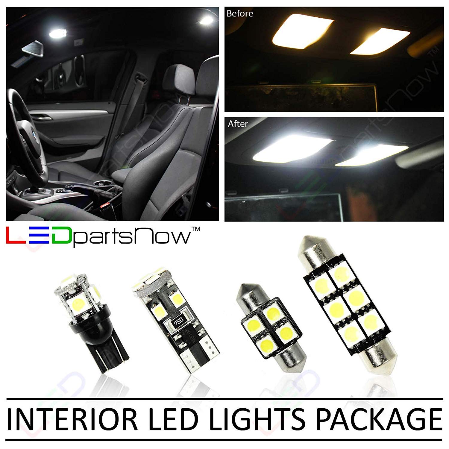 2010-2016 KIA Forte Interior LED Light Bulbs Replacement Kit (9 Bulbs) - Bright White LED Car Accessories for Enhanced Visibility & Interior Lighting Upgrade | Perfect for Night Driving & Cabin Illumination