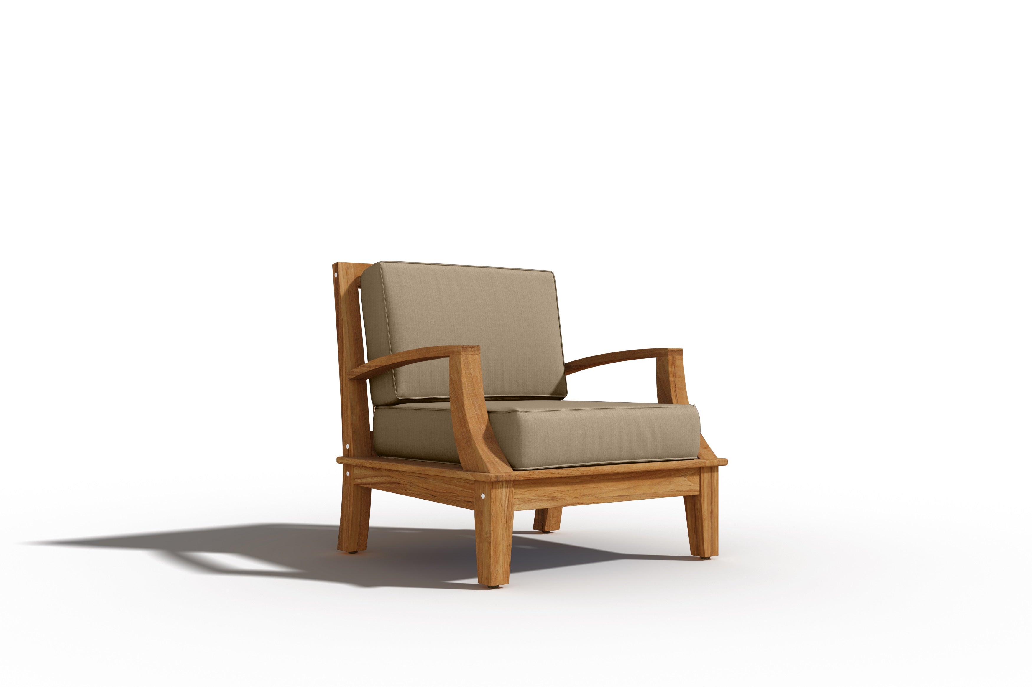 Premium Eliane Teak Outdoor Club Chair with Sunbrella Fawn Cushion - Weather-Resistant Patio Furniture for Garden, Poolside & Deck Relaxation