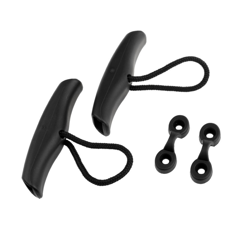 Qfauto 2-Piece Heavy Duty Kayak Canoe Carry Handle Kit - T-Handle Pull Cord with Deck Loops for Front & Rear Mount Replacement - Perfect for Kayaking, Canoeing, and Water Sports Accessories