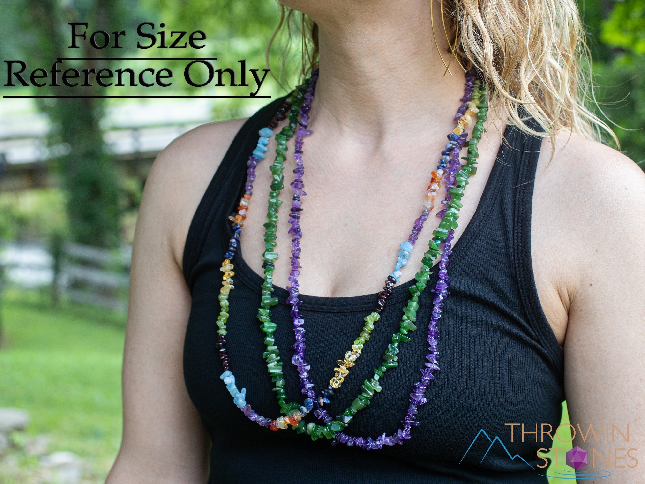 Blue Goldstone Crystal Necklace - Handmade Beaded Chip Necklace for Women, Long Healing Stone Jewelry Gift (E0796) | Perfect for Meditation, Yoga & Spiritual Healing