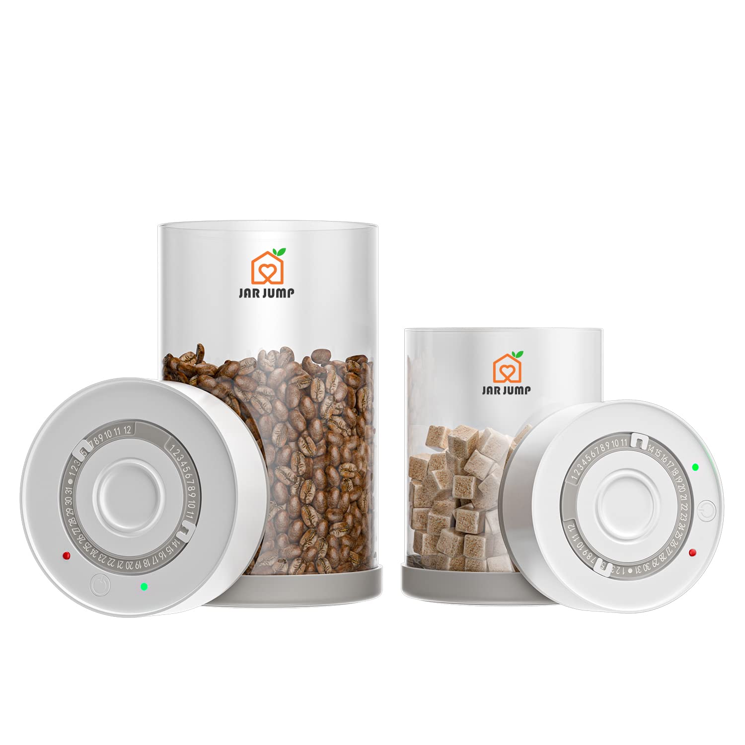 0.75L & 1.4L Electric Vacuum Coffee Canister Set (2-Pack) - One-Touch Seal, Smart Leak-Proof System, Built-In Expiration Tracker - Ideal for Coffee Bean Storage, Kitchen Organization & Freshness Preservation