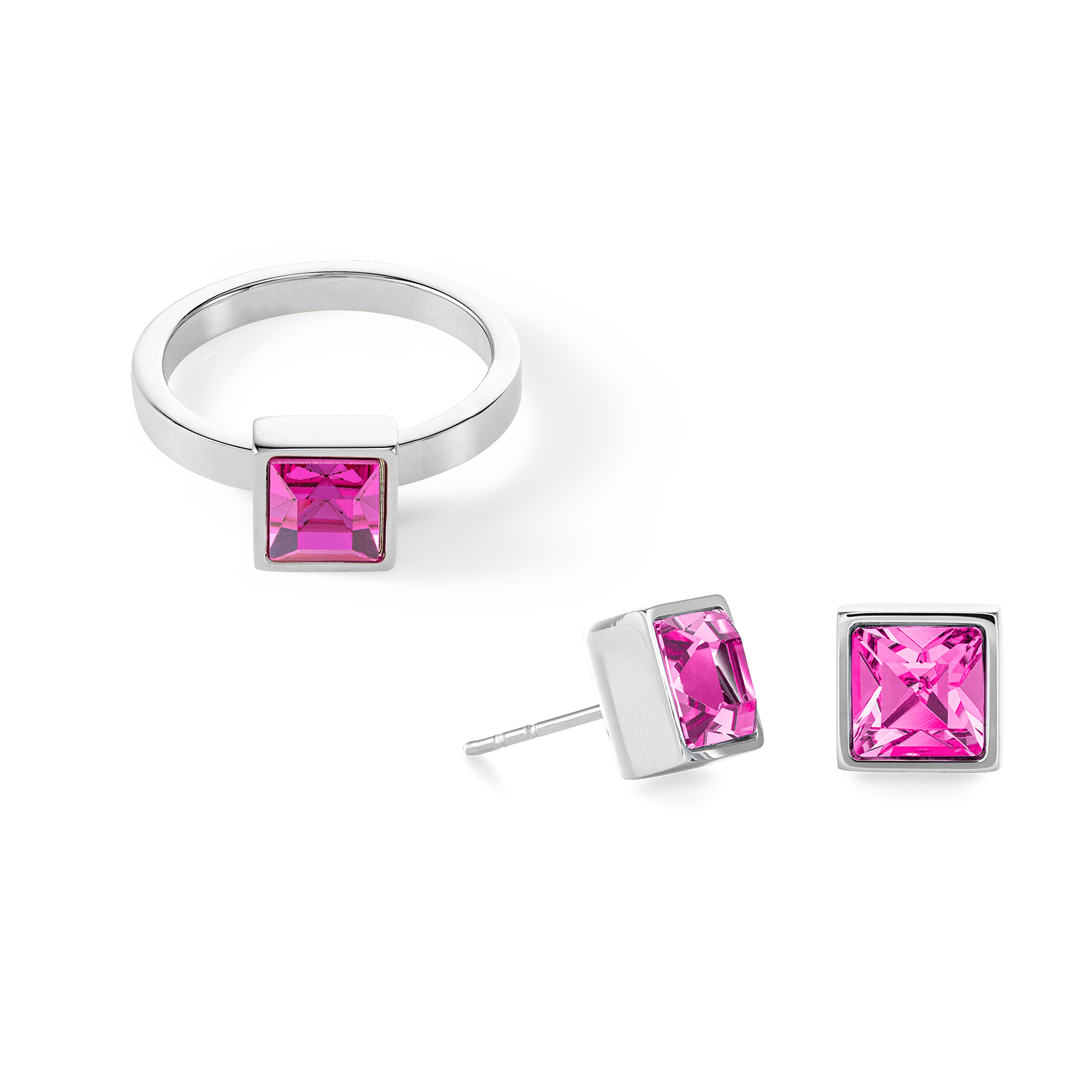 Elegant Silver Pink Square Statement Ring for Women - Perfect for Parties, Weddings & Everyday Fashion
