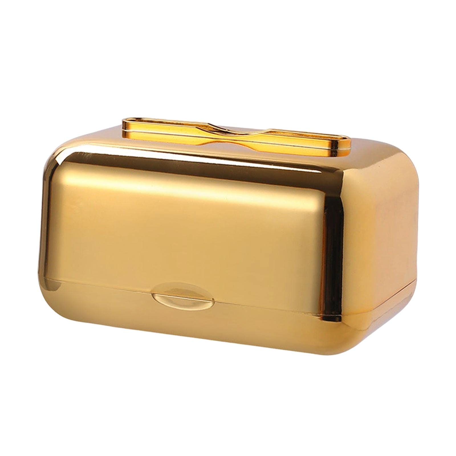 SM SunniMix ARC Corners Tissue Box Holder - Detachable & Durable Napkin Dispenser with Built-in Springs for Desk & Table (Golden) | Perfect for Office, Home, and Restaurant Use
