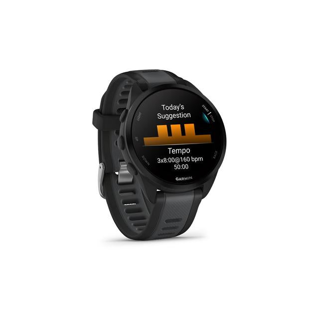 Garmin Forerunner 165 GPS Running Watch - Black/Slate Grey - Worldwide Edition | Perfect for Marathon Training, Outdoor Workouts & Fitness Tracking