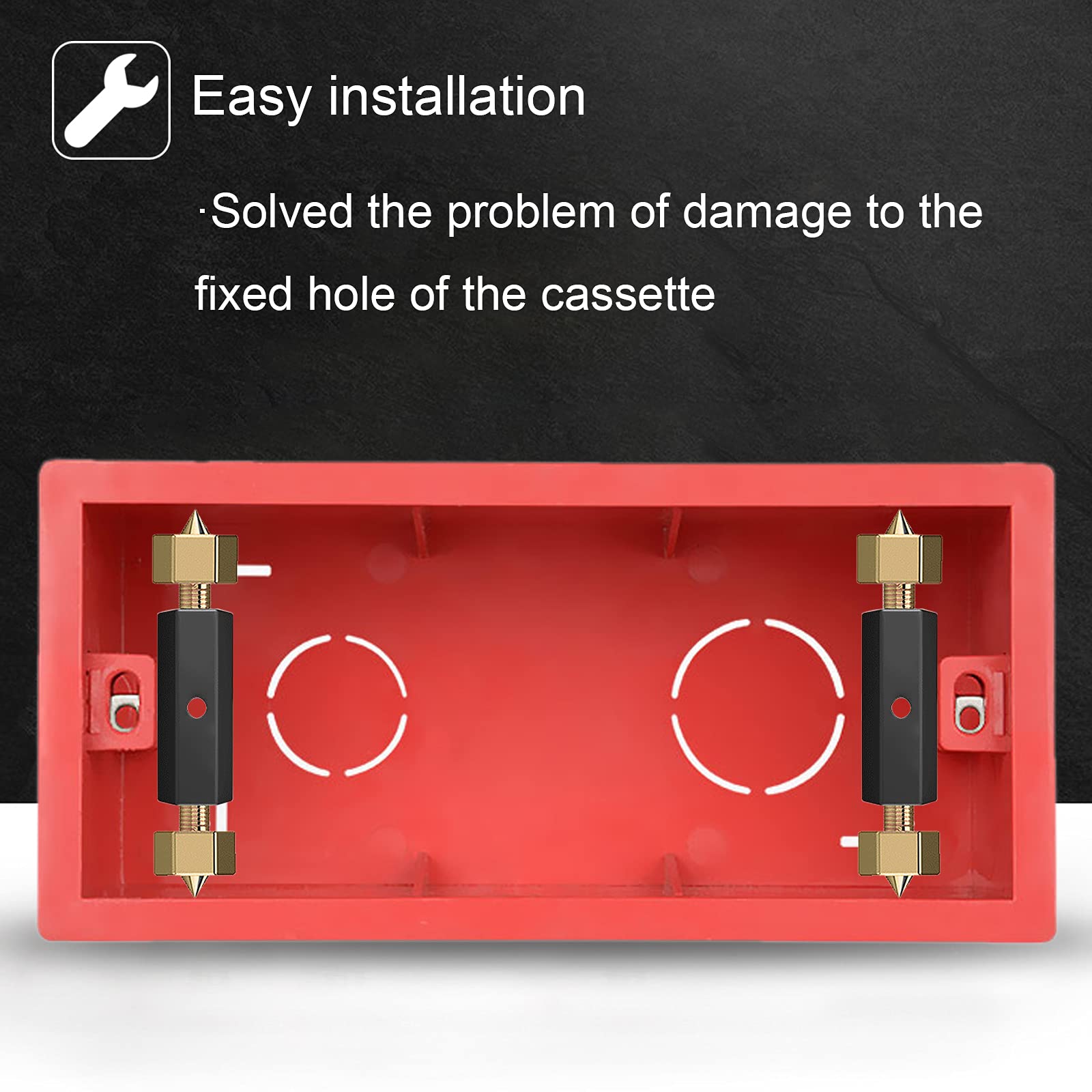 VideoPUP Universal Cassette Repair Device - 118 Type Electrical Outlet Box Repair Kit with 10 Screws, Sturdy Support Rod & Wrench - Upgraded Nylon Insulation (Black+Gold) for Home Electrical Maintenance & DIY Projects