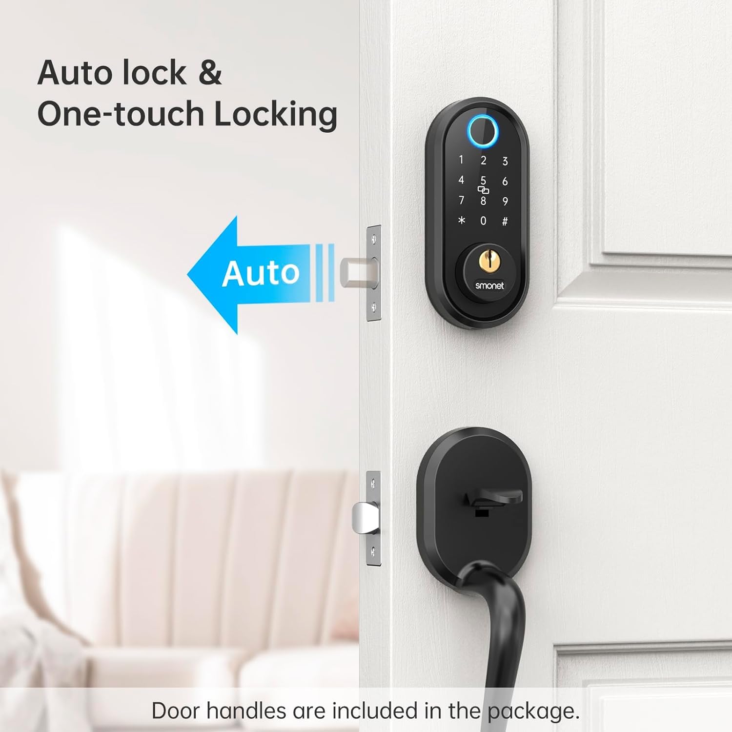 SMONET Smart Keyless Entry Door Lock - Alexa & Bluetooth Enabled Digital Keypad Deadbolt for Front Door, Black | Secure & Convenient Home Access for Families & Renters