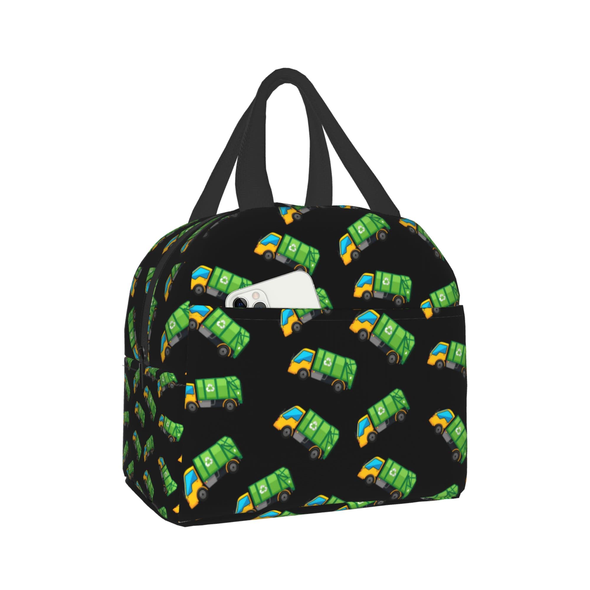 Insulated Lunch Bag for Women - Reusable Freezable Cooler Thermal Waterproof Lunch Tote for Work, School & Picnic - Cute Recycling Garbage Truck Design - Perfect for Teens, Girls & Office Professionals