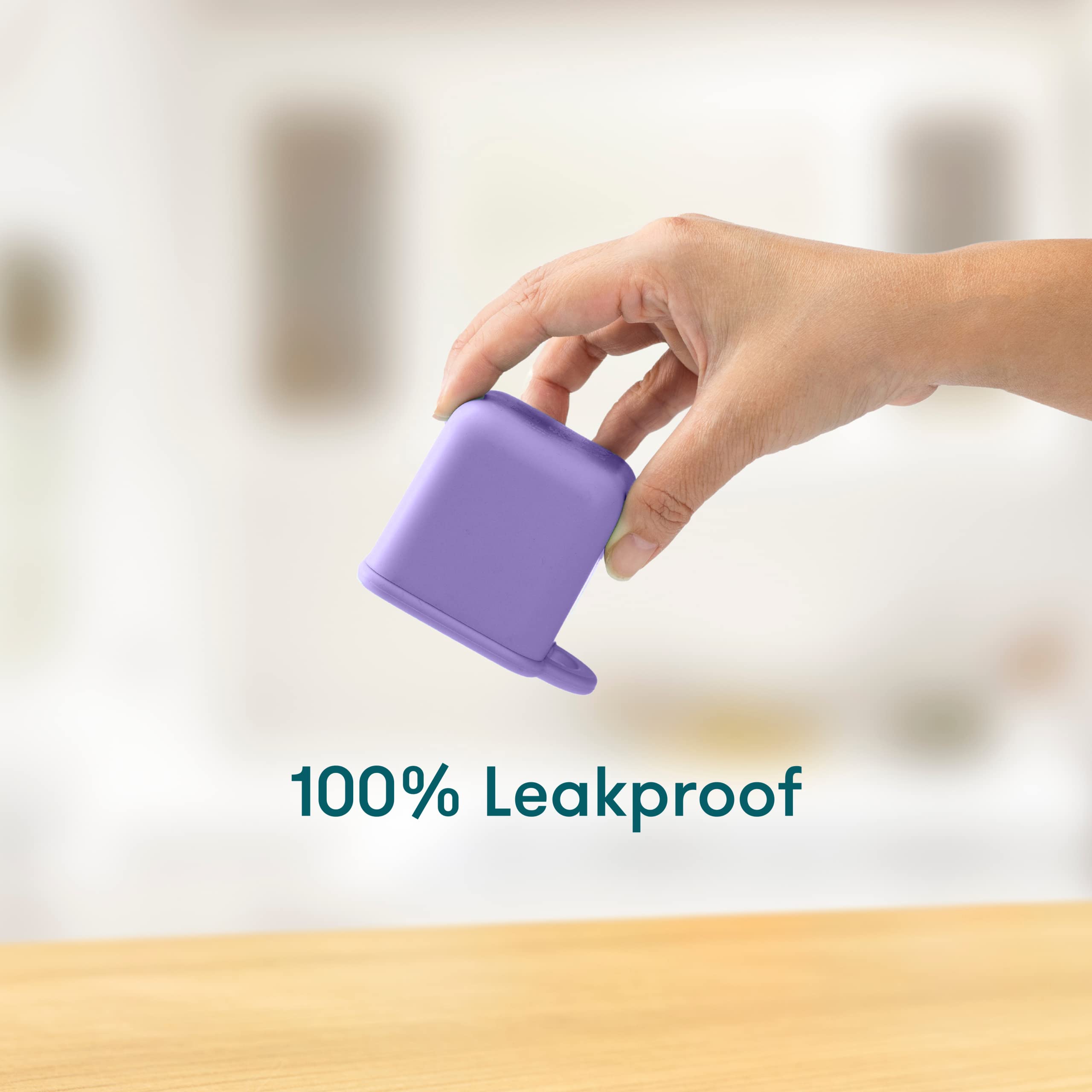 OmieBox Leakproof Dips Containers (2 Pack) - 4oz Salad Dressing & Condiment Storage with Lids - Food Grade Silicone (Purple/Orange) - Perfect for Lunch Boxes, Picnics & On-the-Go Meals