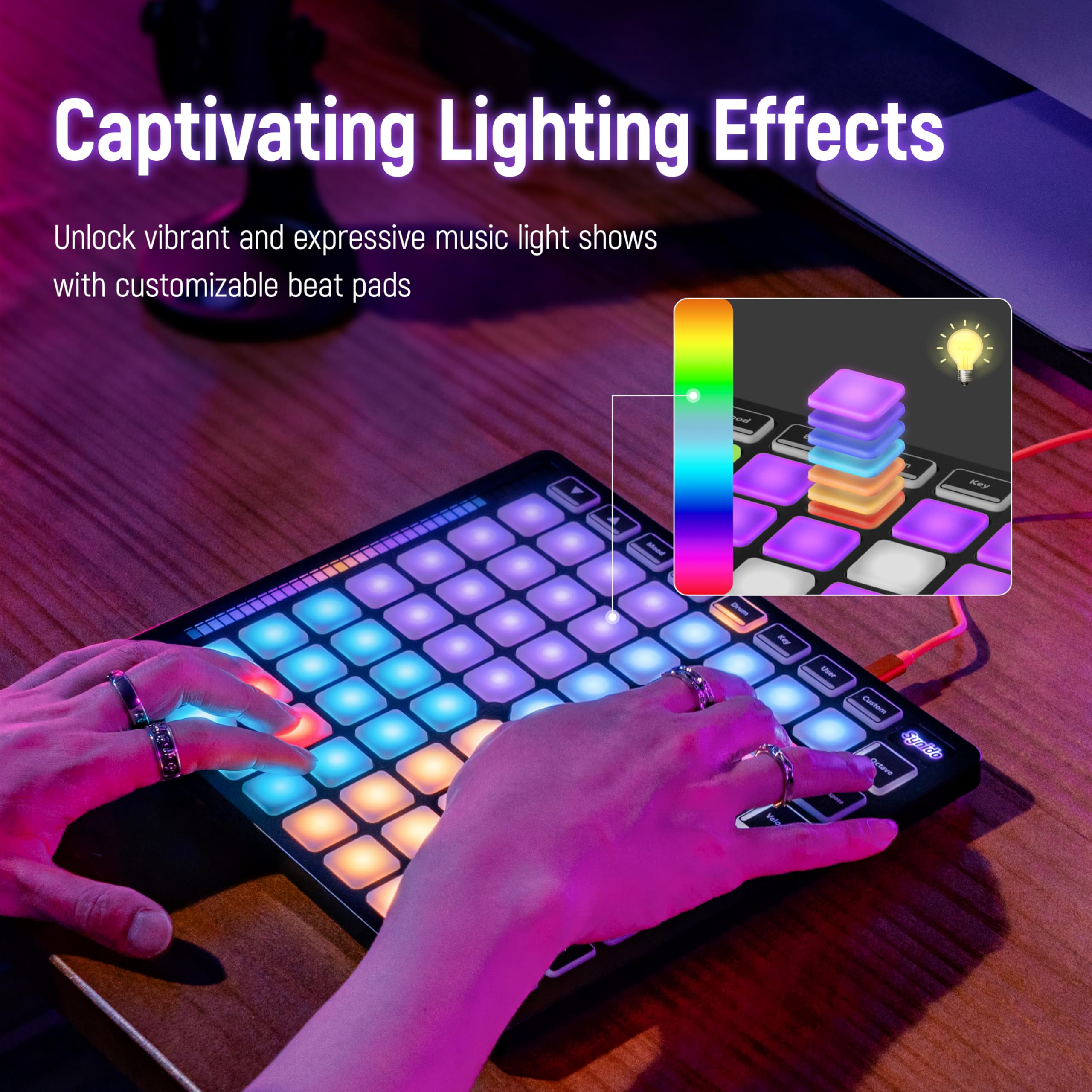 TempoPAD Z-1 MIDI Controller - 64 Velocity Sensitive RGB Pads Beat Maker Machine with 8x8 Backlit Grid | Portable Music Production Equipment for Beginners | Perfect for Live Performances & Studio Recording