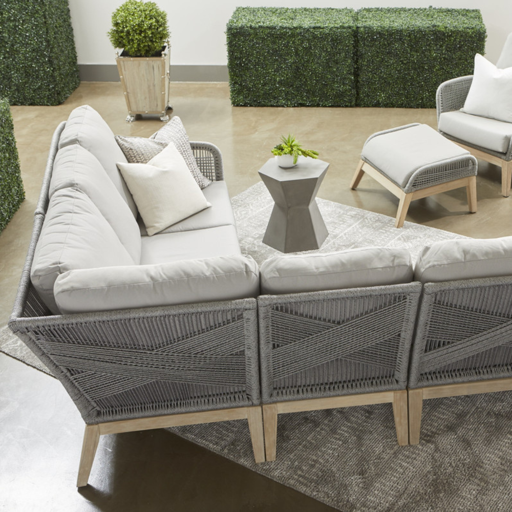 Modern Bento Slate Gray Concrete Outdoor Accent Table - Durable Weather-Resistant Patio Side Table for Garden, Poolside & Balcony Decor