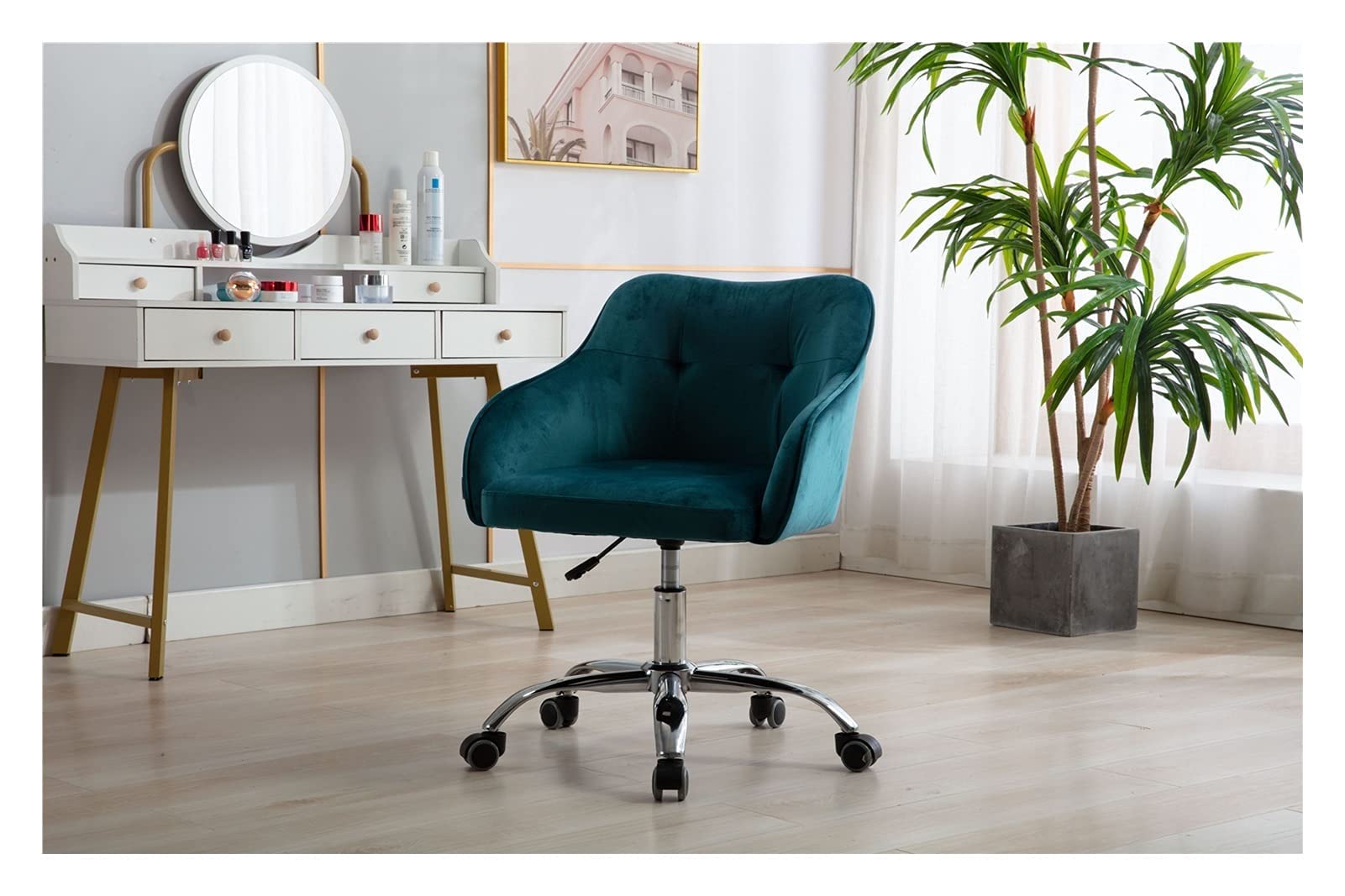 Ergonomic Office Desk Chair with 360° Swivel - Modern Lake Blue Leisure Chair for Home Office, Living Room & Bedroom - Perfect for Remote Work, Gaming & Relaxation