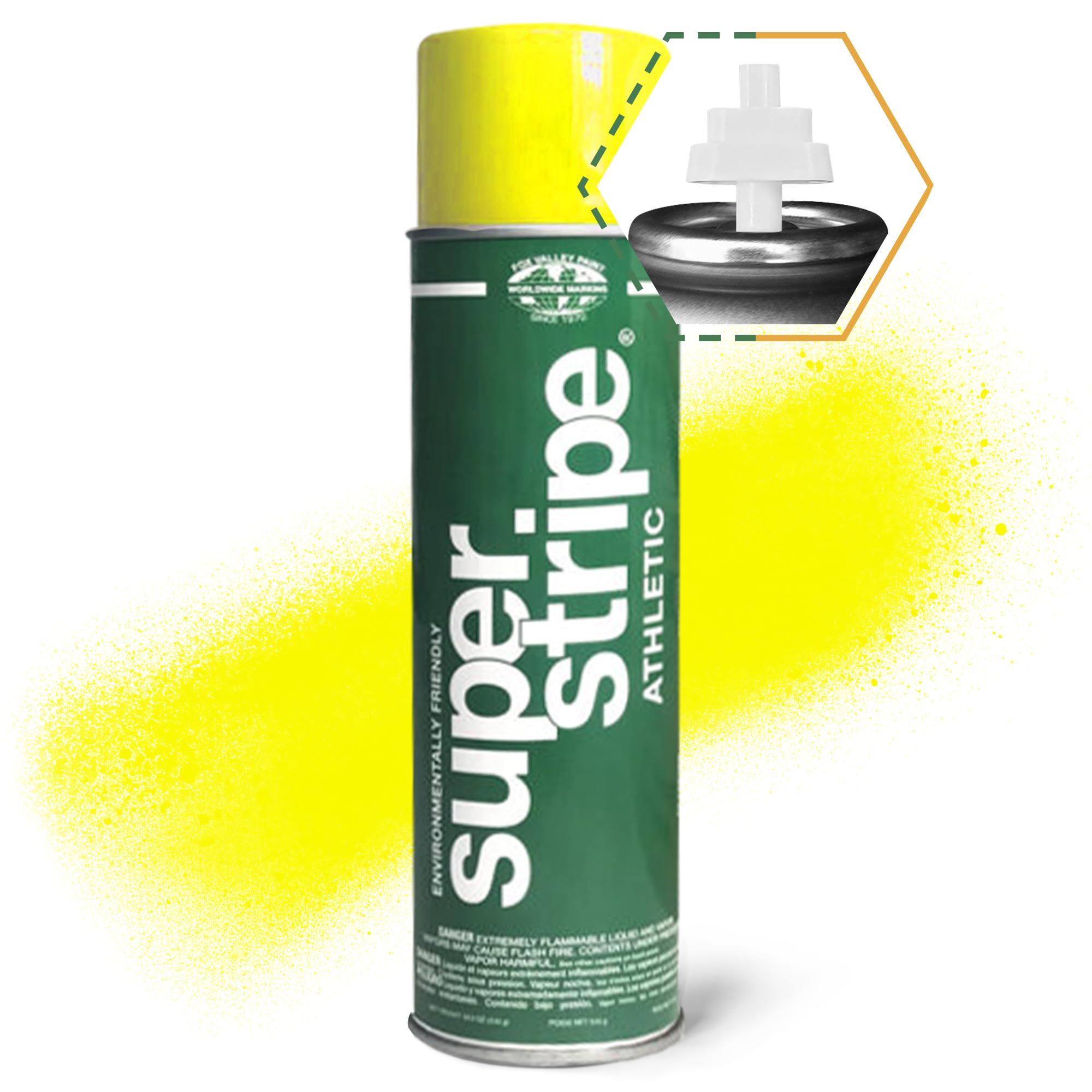 Fox Valley Athletic Field Marking Paint - 18 oz (Pack of 12), Easy to Use Grass & Turf Paint for Tennis Courts, Basketball Courts, Soccer Fields - Bright Athletic Yellow - Perfect for Sports Field Maintenance & Outdoor Events