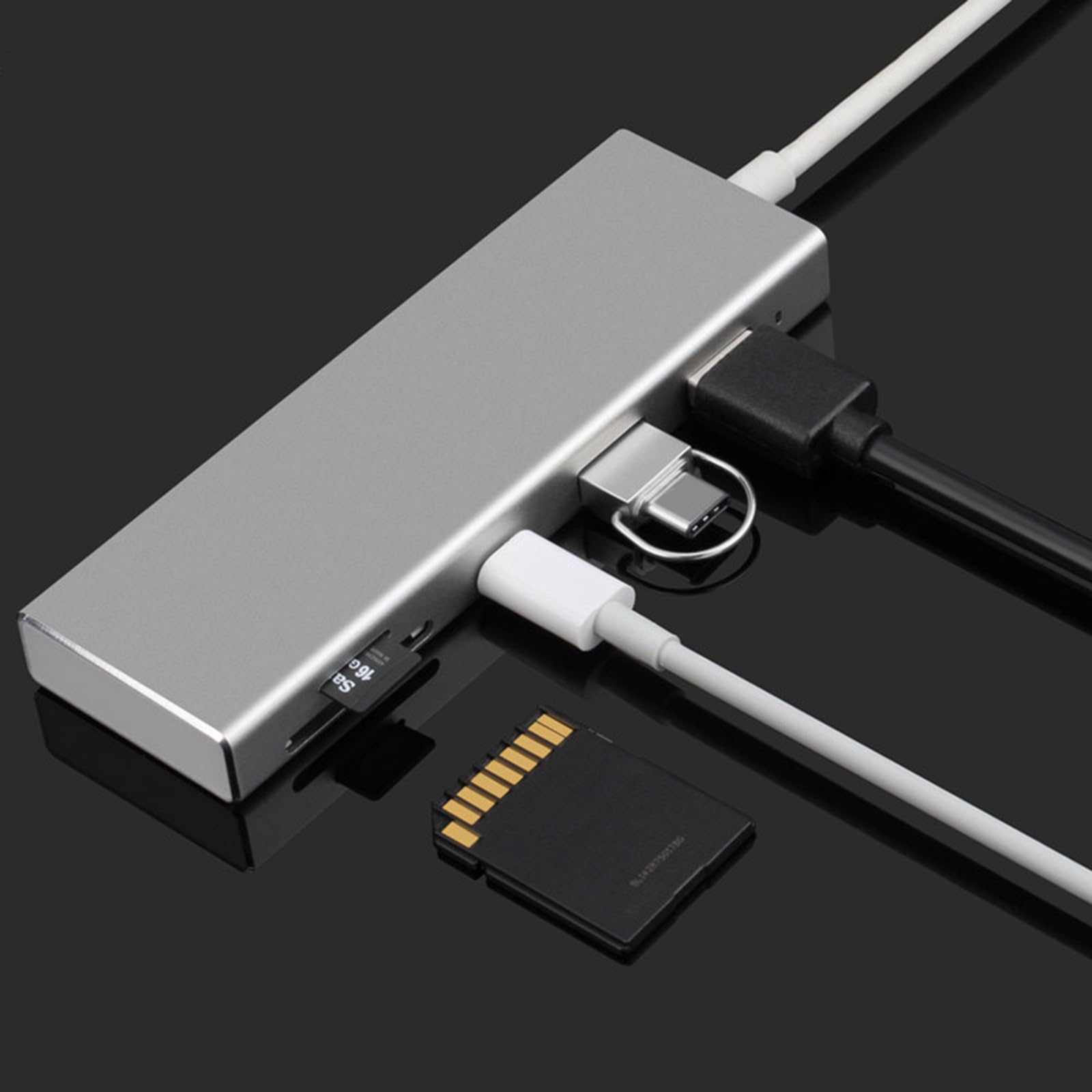 YIGZYCN 5-in-1 USB C Hub Adapter with USB 3.0 Ports, SD/TF Card Reader - Aluminum USB-C Docking Station for MacBook Pro/Air, iPad Pro, Chromebook - Perfect for Office Work, Travel & Home Use