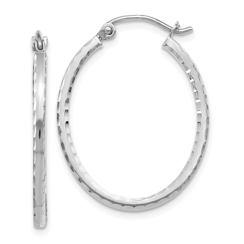 10K White Gold Diamond-Cut Hinged Hoop Earrings for Women | Luxury Everyday Jewelry | Perfect for Parties, Weddings & Office Wear | Jewels By Lux