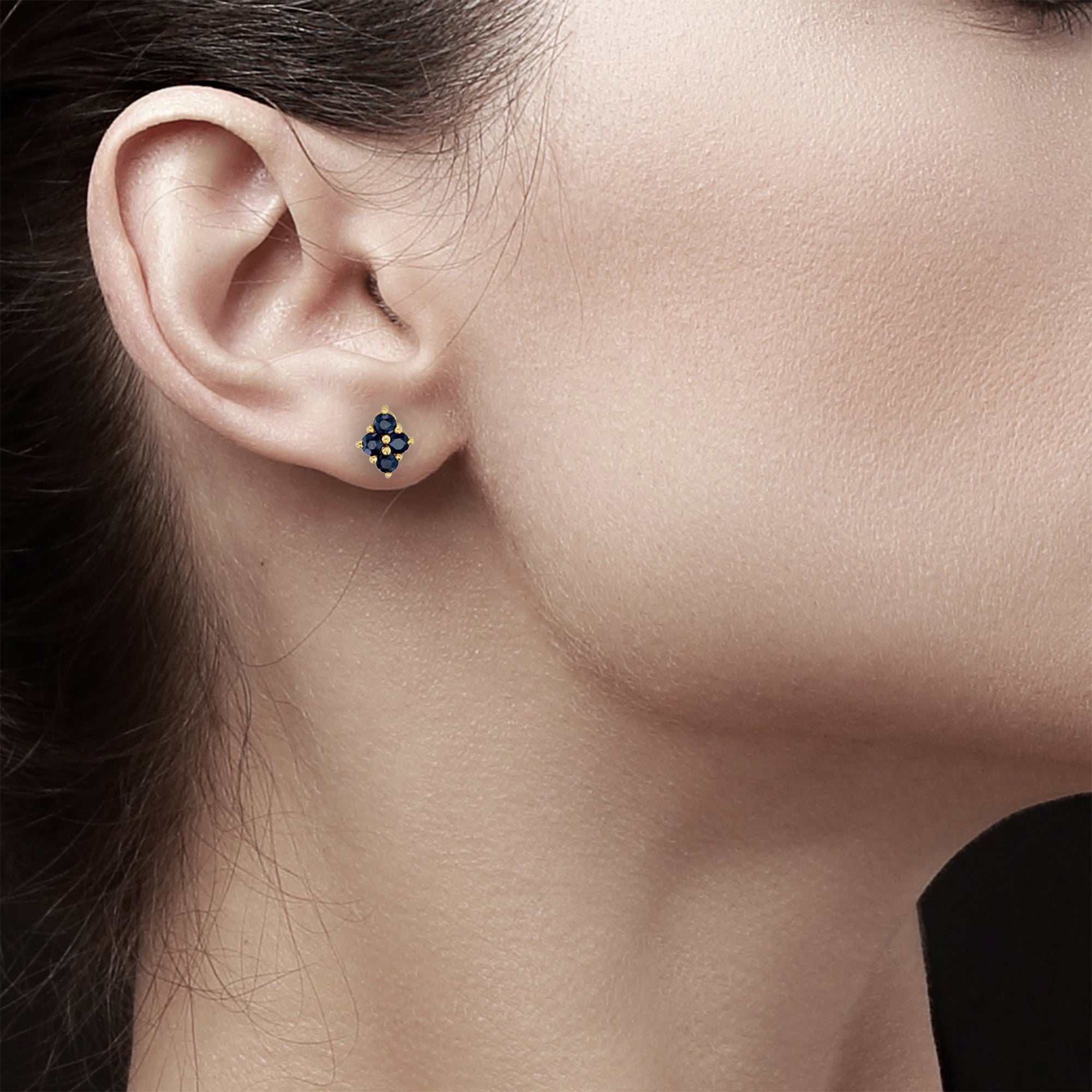 14K Yellow Gold Teardrop Sapphire Stud Earrings with Diamond Accent - Perfect for Weddings, Parties & Special Occasions