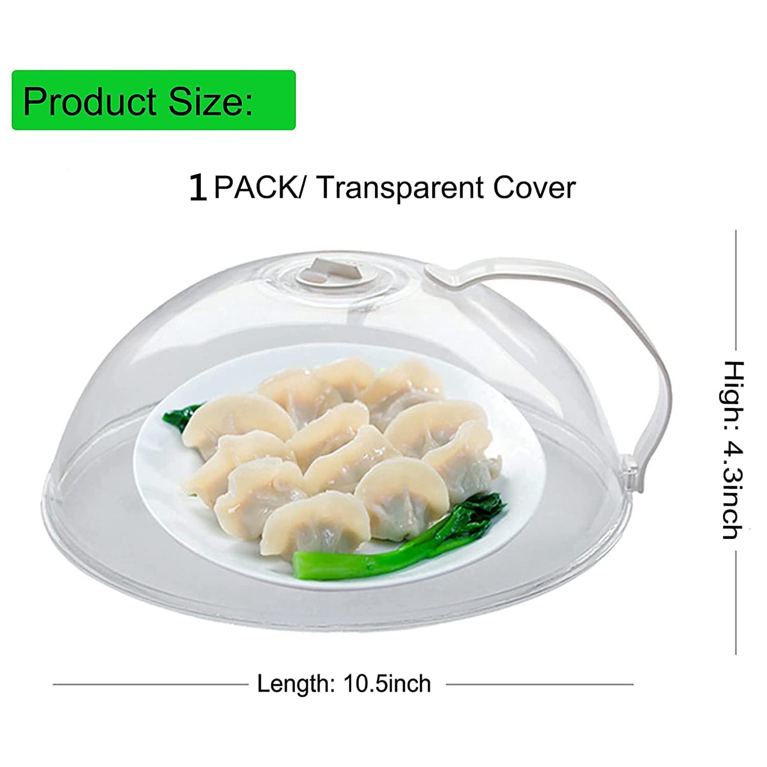 Microwave Splatter Cover - Large Transparent Microwave Plate Cover with Handle & Steam Vents - Keeps Microwave Oven Clean - Perfect for Reheating Food & Preventing Messes - 1 Pack
