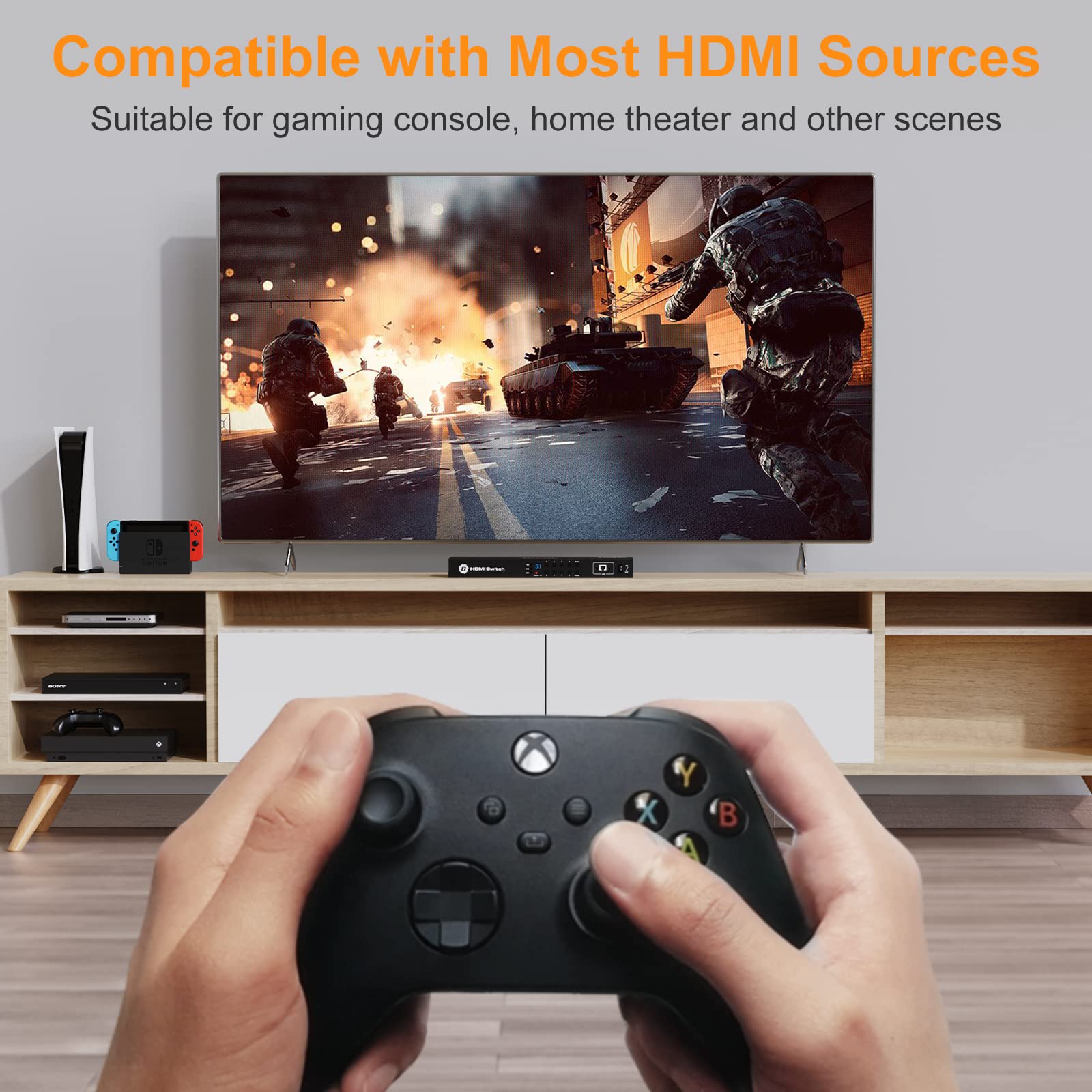 TESmart 8×1 HDMI Switch 8 in 1 Out 4K@60Hz HDCP 2.2 - 19-inch Rack Mount with RS-232/LAN Control, IR Remote & Auto Switching - Ideal for Home Theater, Gaming & Conference Room AV Setup (Black)