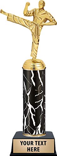 Custom Engraved Karate Trophy for Men - Black Lightning Design - Personalized Martial Arts Award - Perfect for Tournaments, Dojo Recognition & Achievement Celebrations