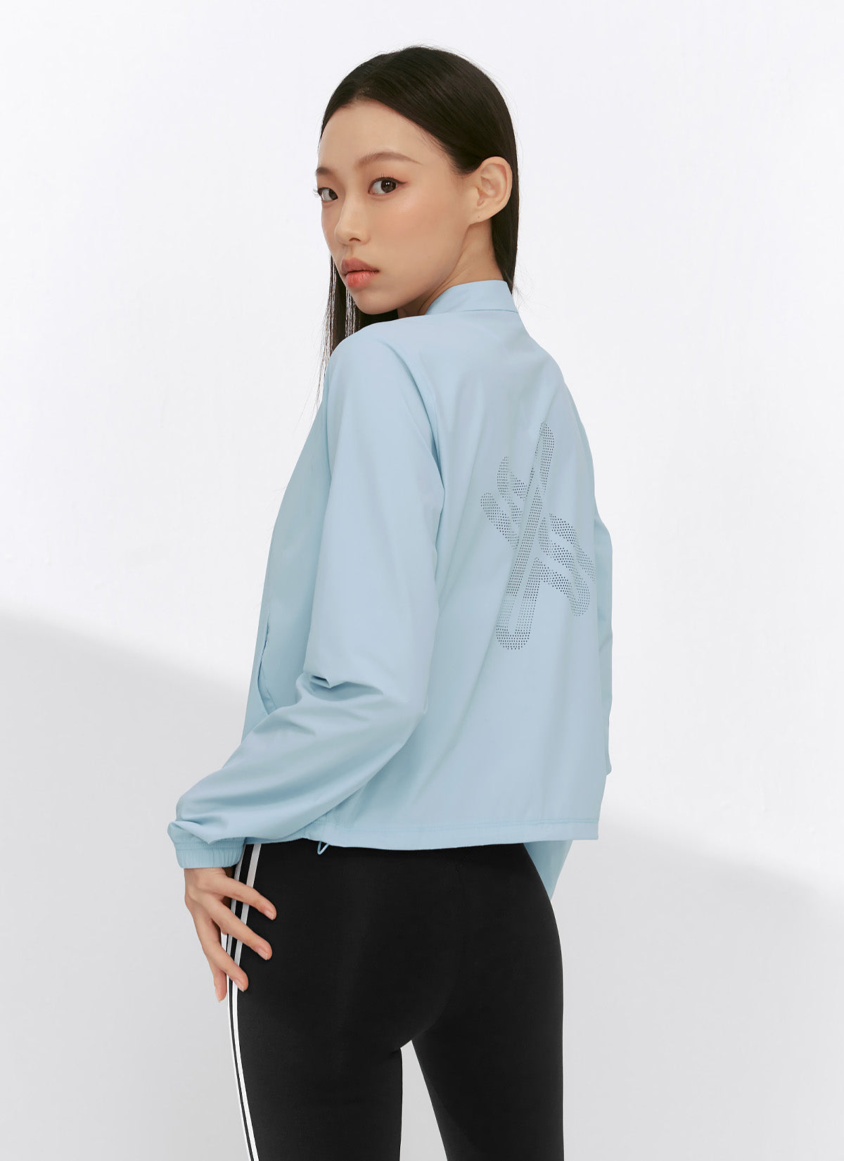 Lightweight Breathable Big Logo Crop Windbreaker Jacket for Women - Perfect for Running, Hiking & Outdoor Activities