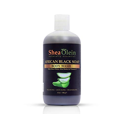 Organic Shea Olein Body Wash - African Black Soap with Aloe & Vitamin E for Shower & Bath